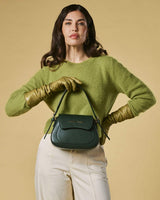 Ottavia (green) - Italian calf leather women's crossbody bag (with shoulder strap)