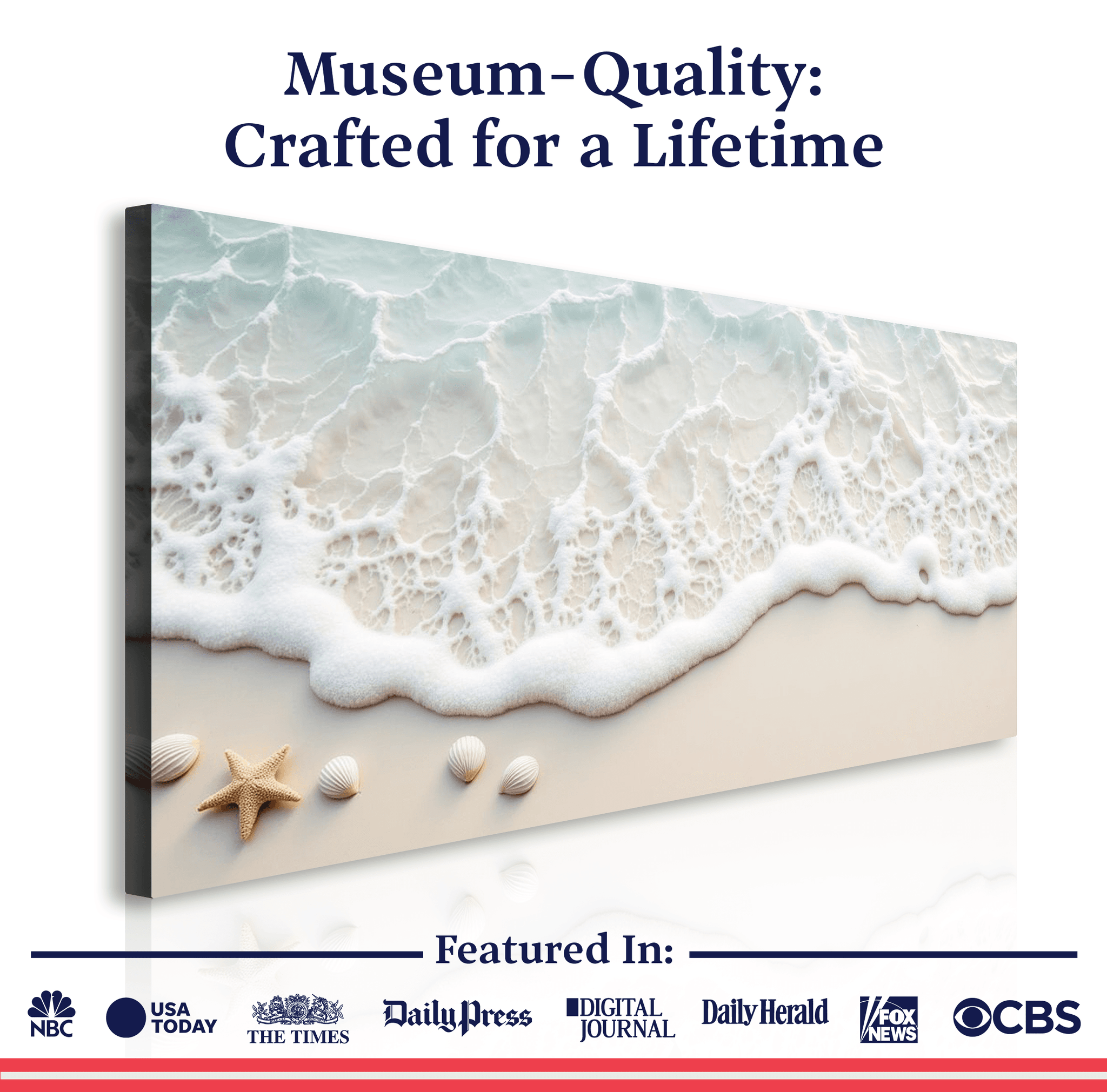 Serene Ocean Wave Coastal Wall Art X - Tailored Canvases - Flyclothing LLC
