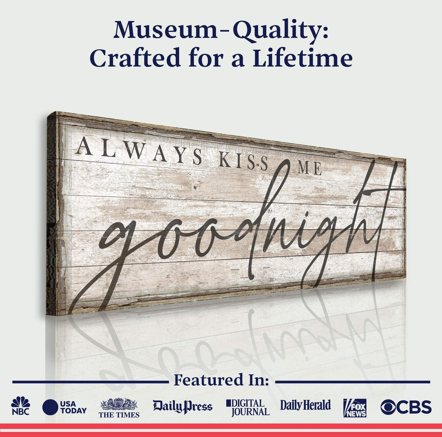 Always Kiss Me Goodnight Bedroom Sign II - Tailored Canvases - Flyclothing LLC