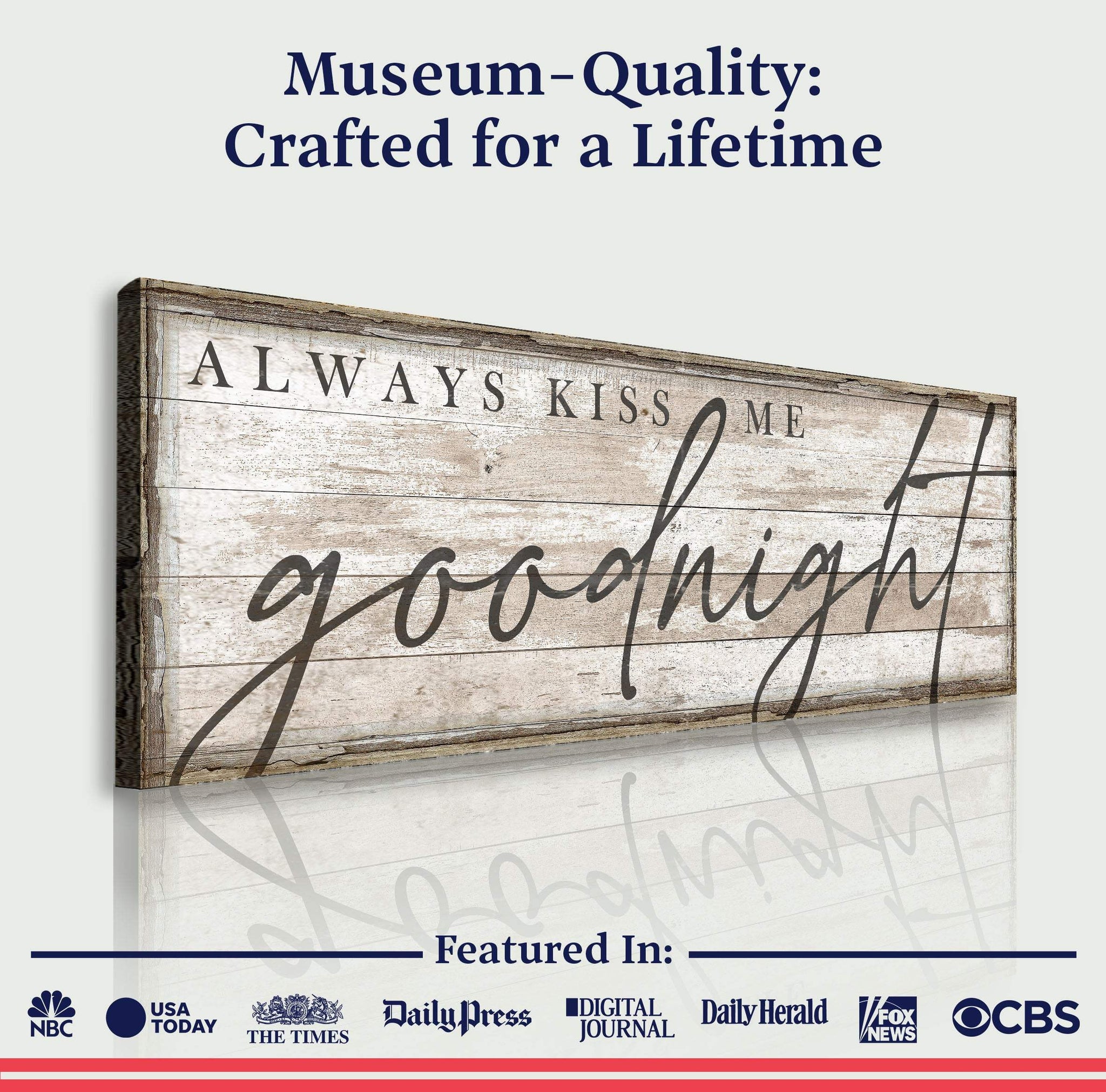 Always Kiss Me Goodnight Bedroom Sign II - Tailored Canvases - Flyclothing LLC