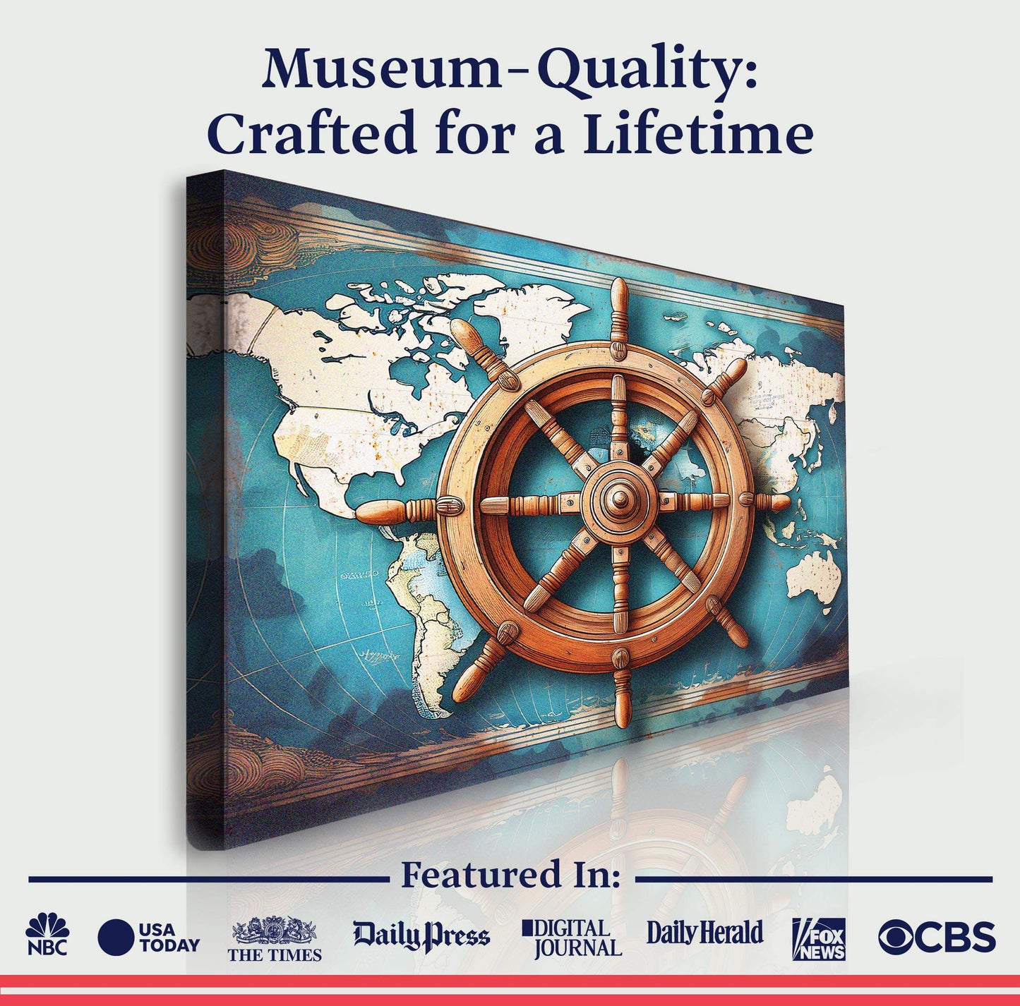 Sailboat Ship Wheel Coastal Wall Art - Tailored Canvases - Flyclothing LLC