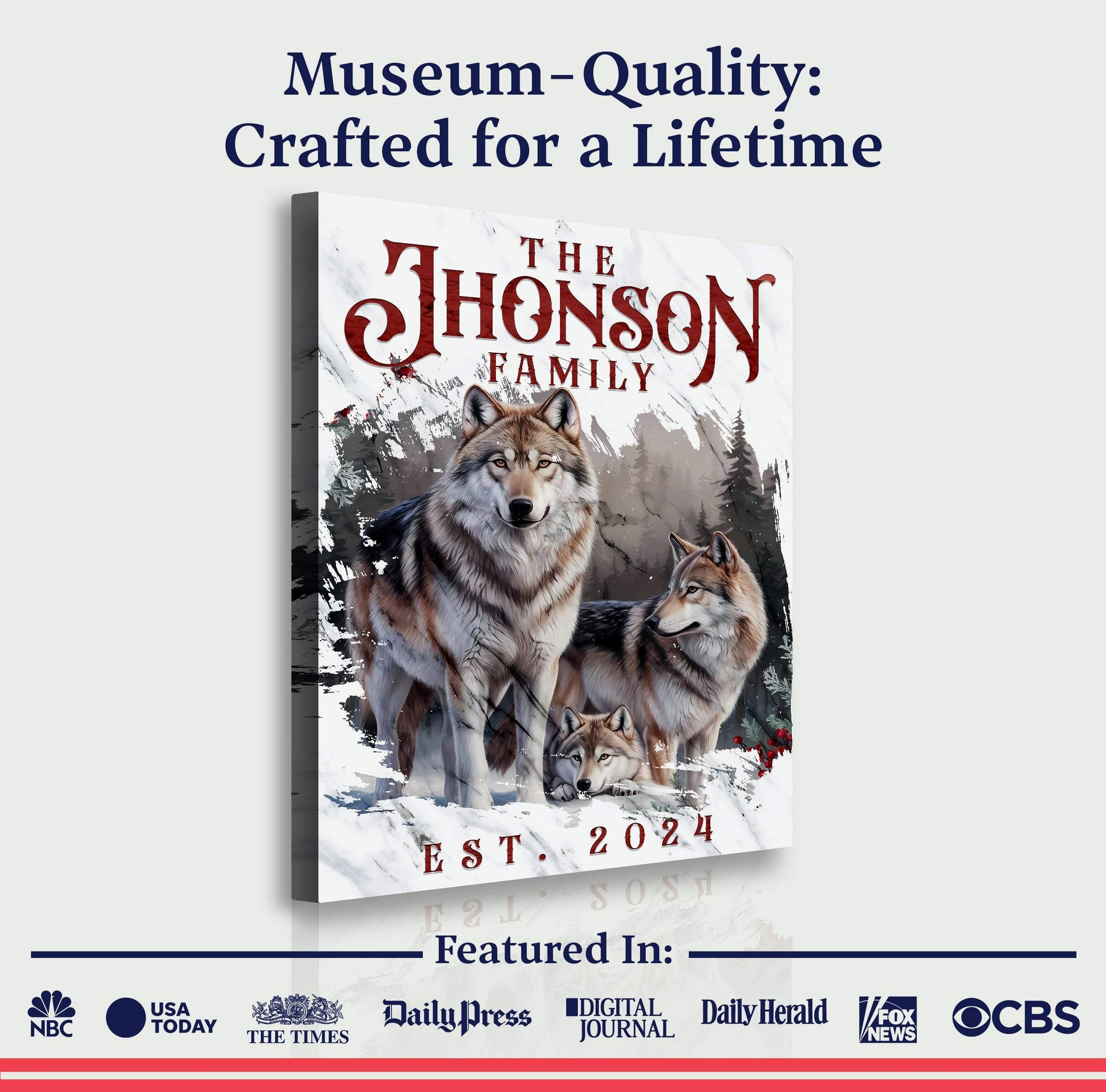 Personalized Wolf Family Wall Art - Tailored Canvases - Flyclothing LLC