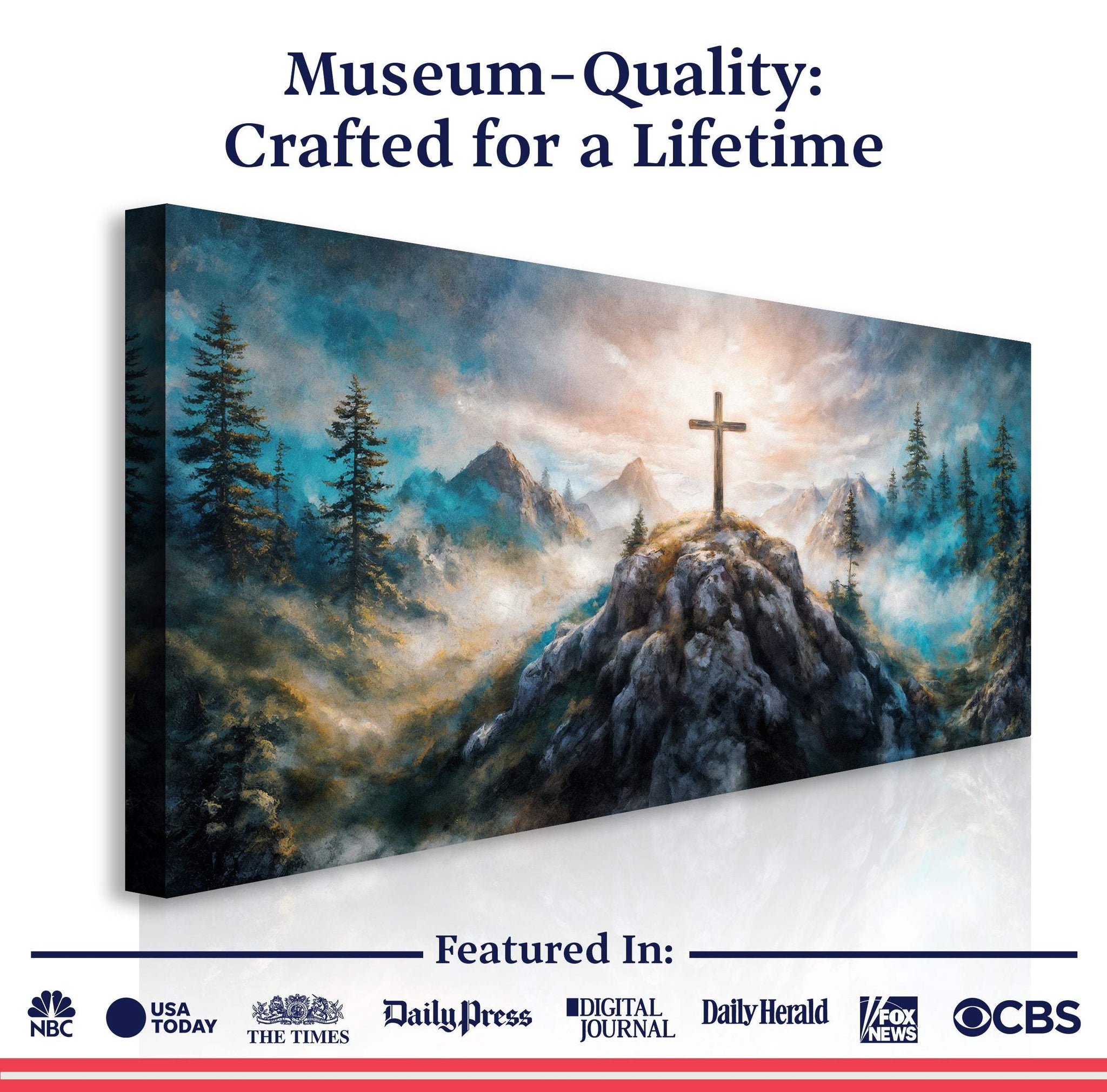Cross On A Hill Faith Wall Art III - Tailored Canvases - Flyclothing LLC
