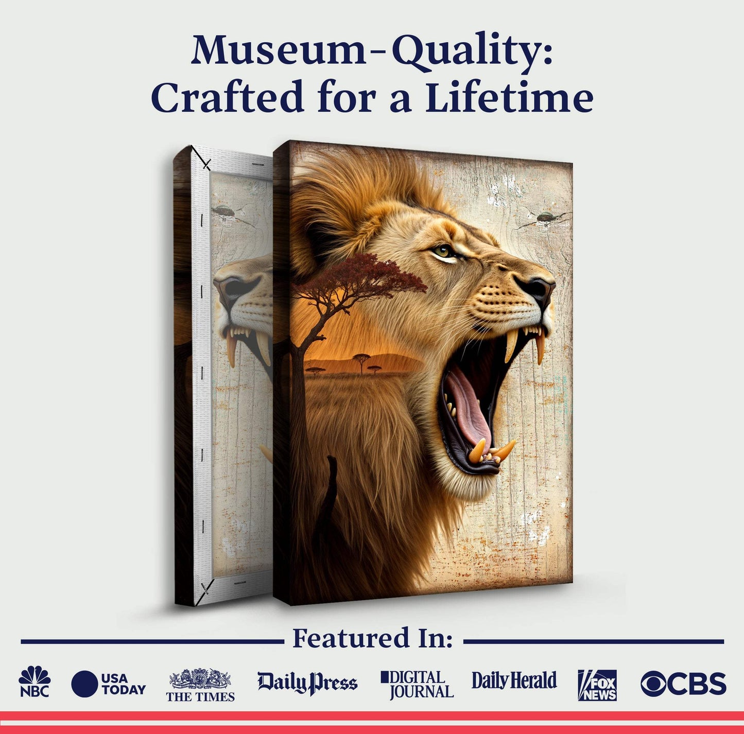 Lion Double Exposure Wall Art - Tailored Canvases - Flyclothing LLC