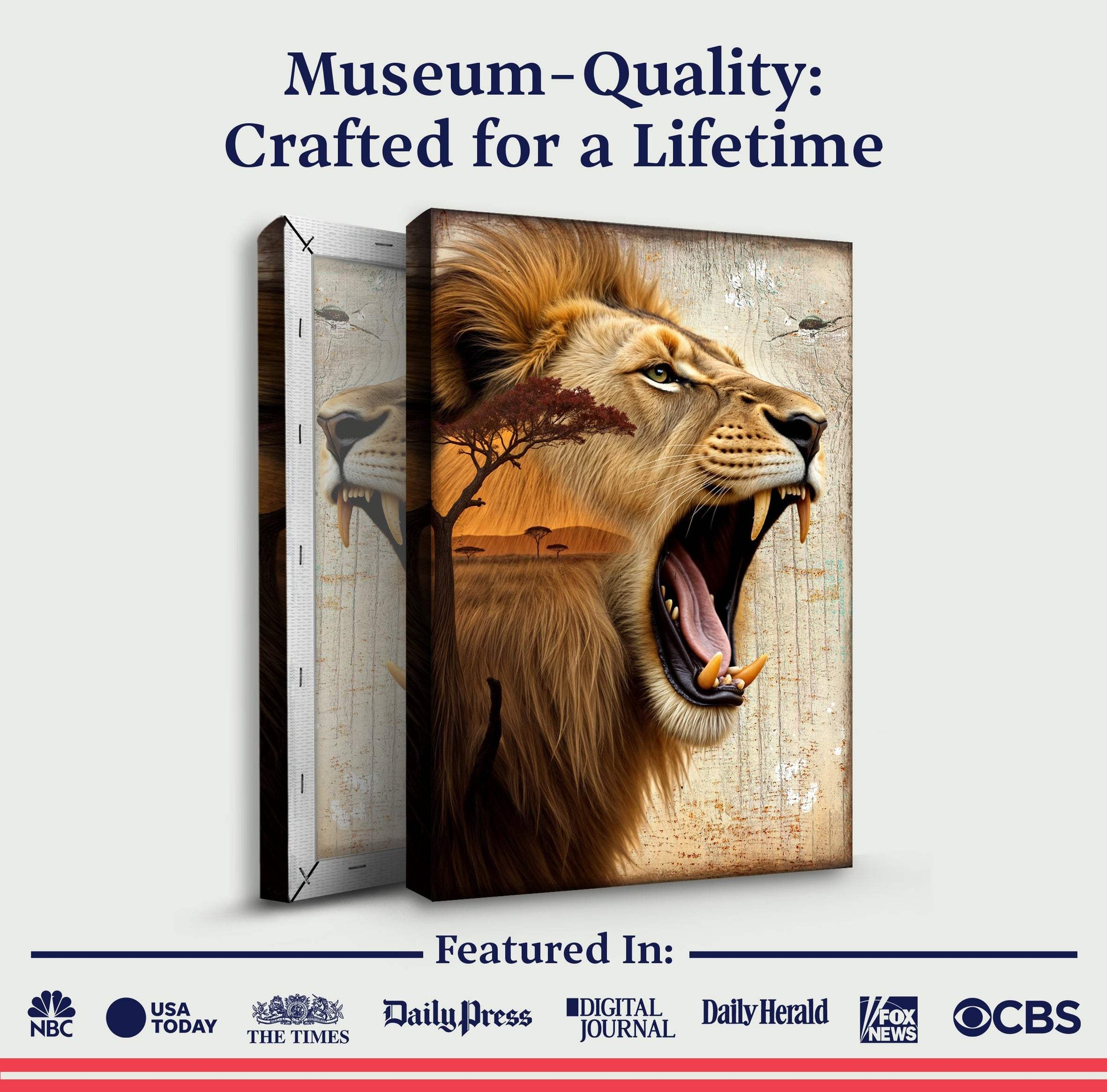 Lion Double Exposure Wall Art - Tailored Canvases - Flyclothing LLC