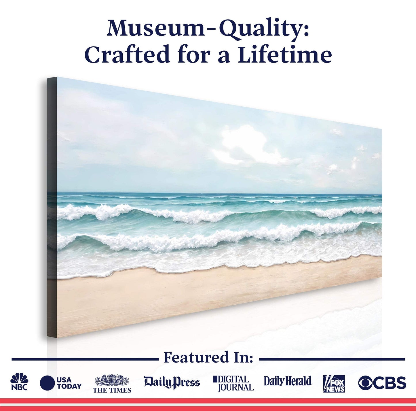 Serene Ocean Wave Coastal Wall Art - Tailored Canvases - Flyclothing LLC