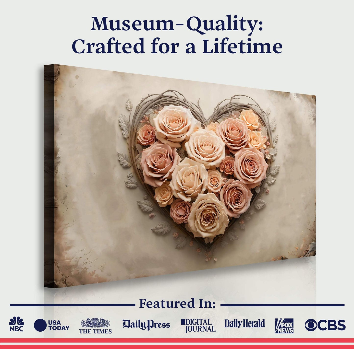 3D Floral Heart Wall Art III - Tailored Canvases - Flyclothing LLC