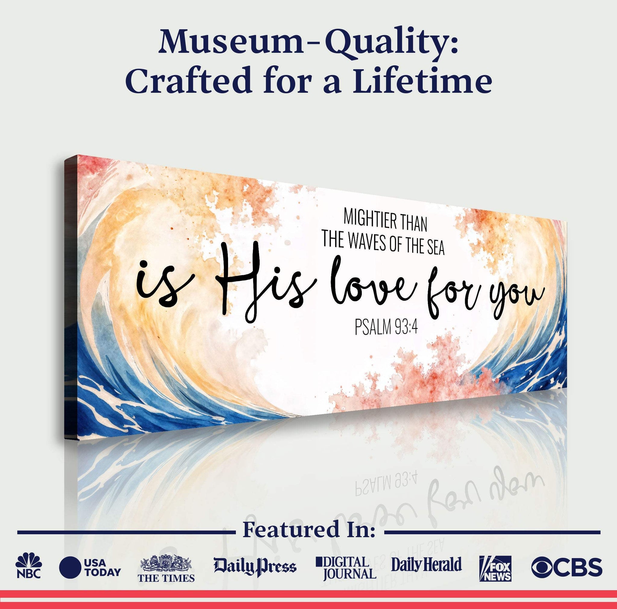 Mightier Than the Waves of the Sea Psalm 93:4 Faith Sign III - Tailored Canvases - Flyclothing LLC