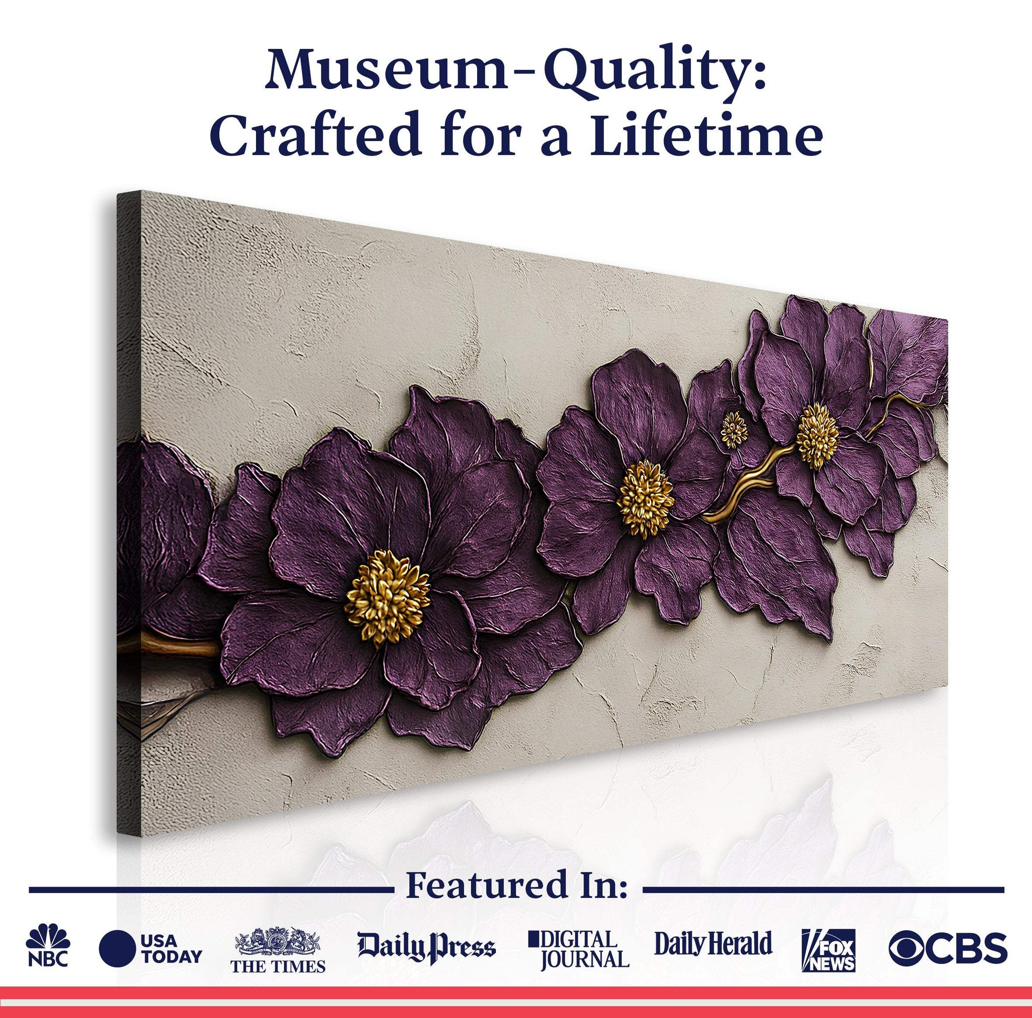 Purple Flower Plaster Wall Art - Tailored Canvases - Flyclothing LLC