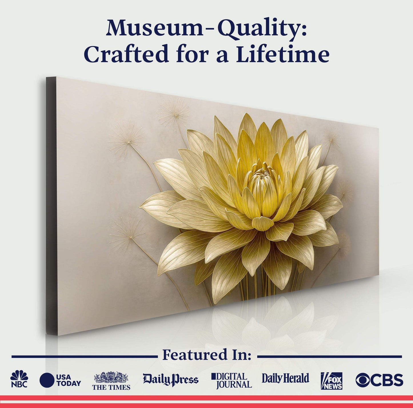 Golden Lotus Minimalist Abstract Wall Art III - Tailored Canvases - Flyclothing LLC