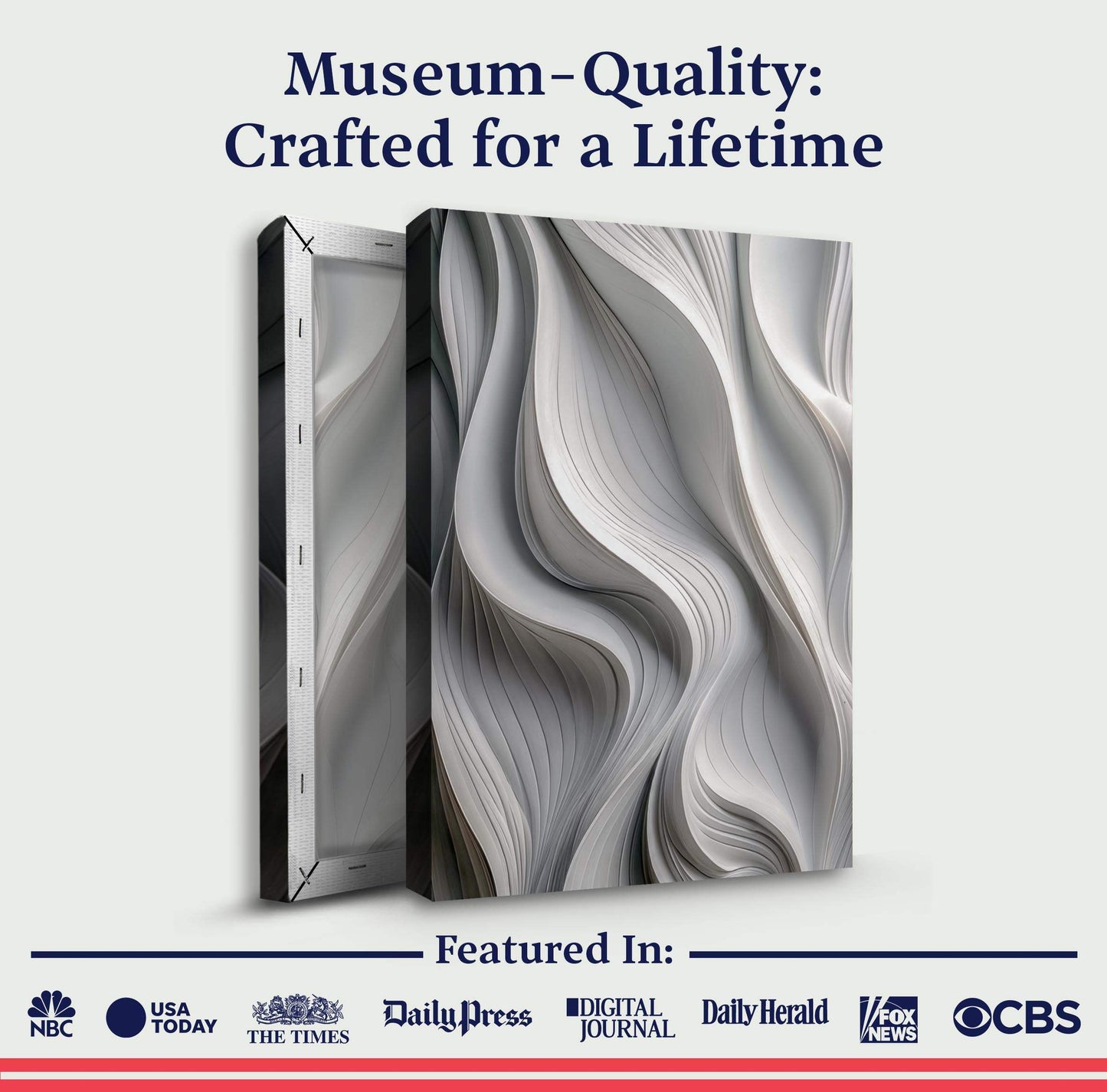 Modern Monochrome Waves Abstract Wall Art - Tailored Canvases - Flyclothing LLC