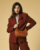 Ornella (cognac) - Italian calf leather women's crossbody bag (with shoulder strap)