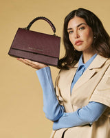 Federica (eggplant) - Italian calf leather women's crossbody bag (with shoulder strap)