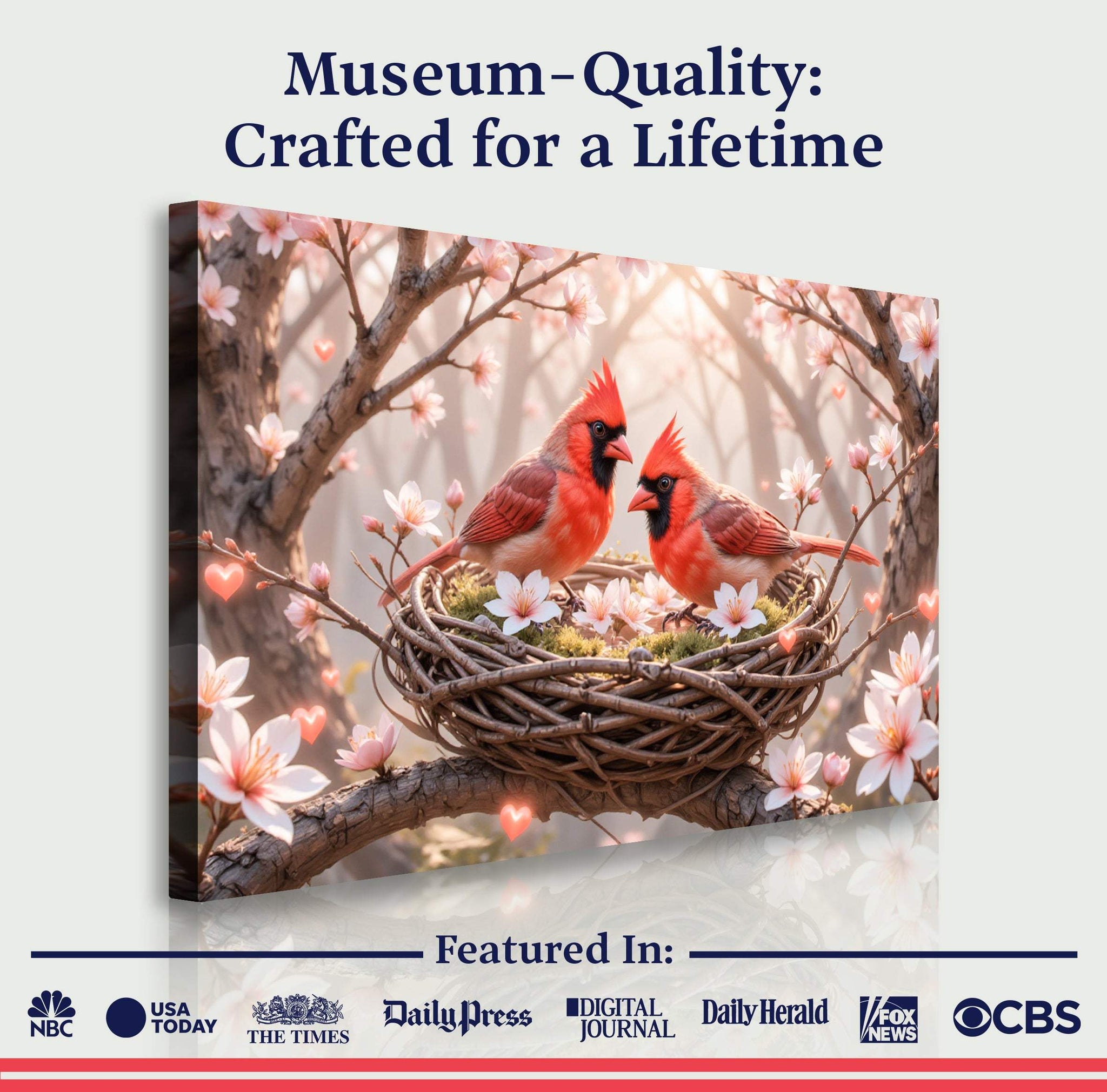 3D Cardinals Wall Art - Tailored Canvases - Flyclothing LLC