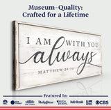Matthew 28:20 - I Am With You Always Sign IV - Tailored Canvases - Flyclothing LLC