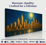 Golden Metropolis Cityscape Impasto Wall Art - Tailored Canvases - Flyclothing LLC