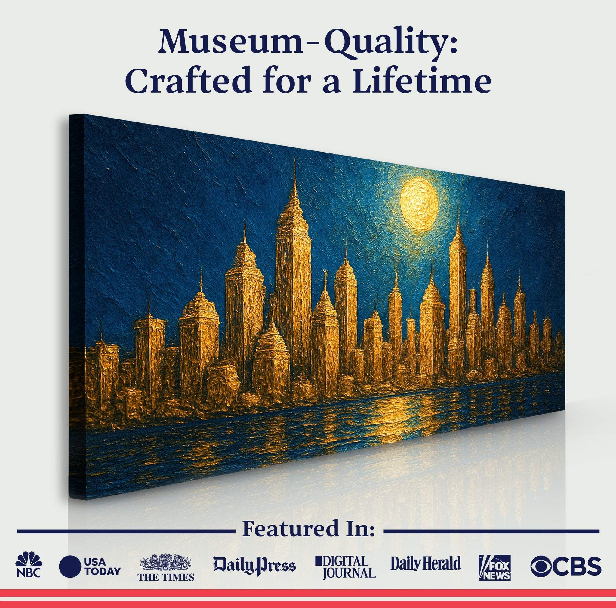 Golden Metropolis Cityscape Impasto Wall Art - Tailored Canvases - Flyclothing LLC