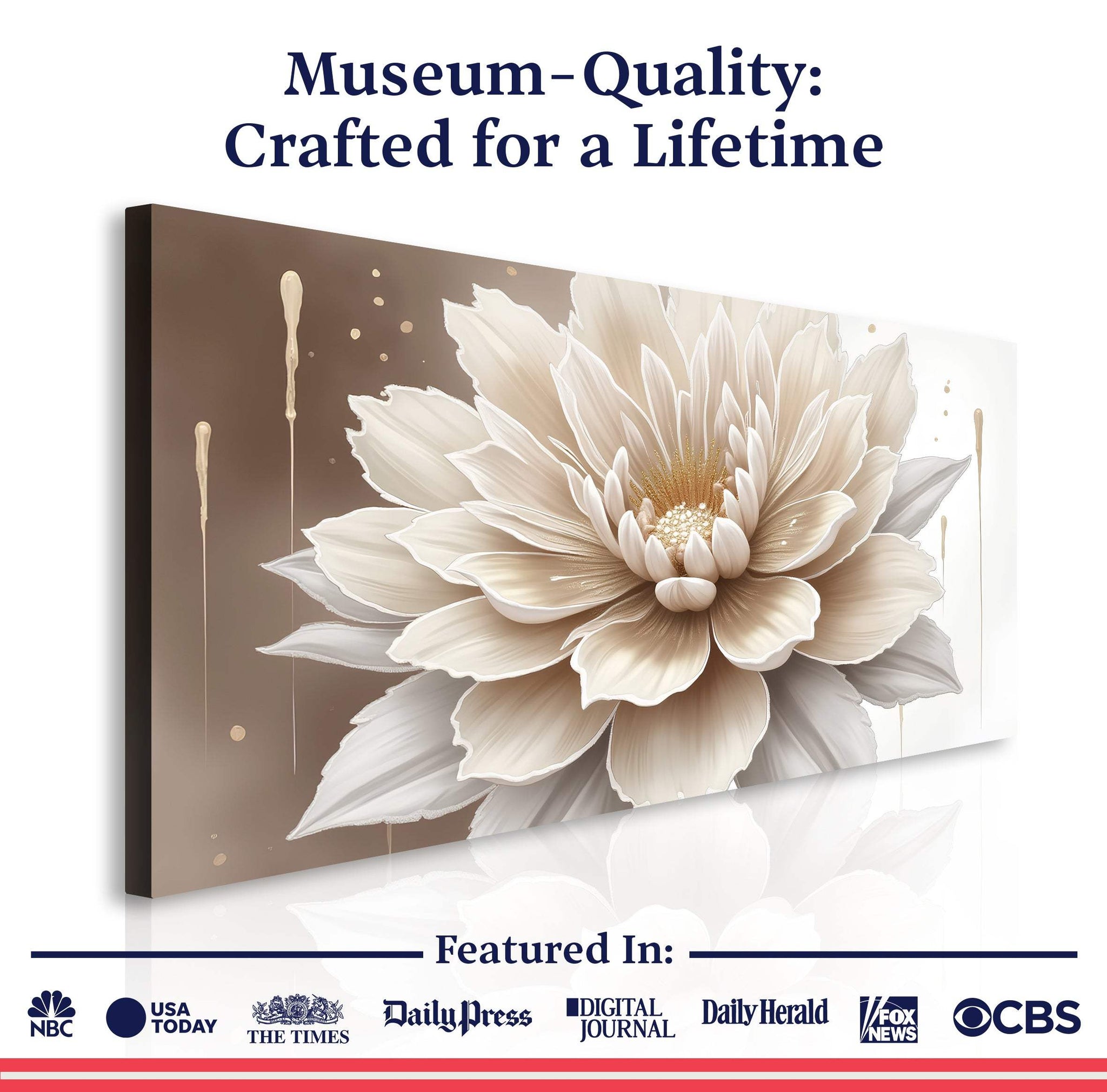Single Beige Flower Abstract Wall Art - Tailored Canvases - Flyclothing LLC