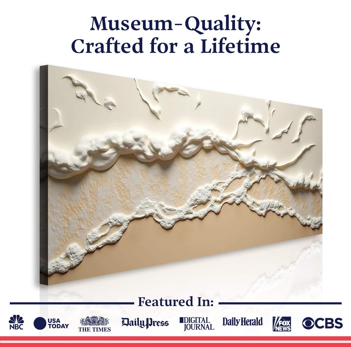 Beige Abstract Ocean Waves Wall Art - Tailored Canvases - Flyclothing LLC