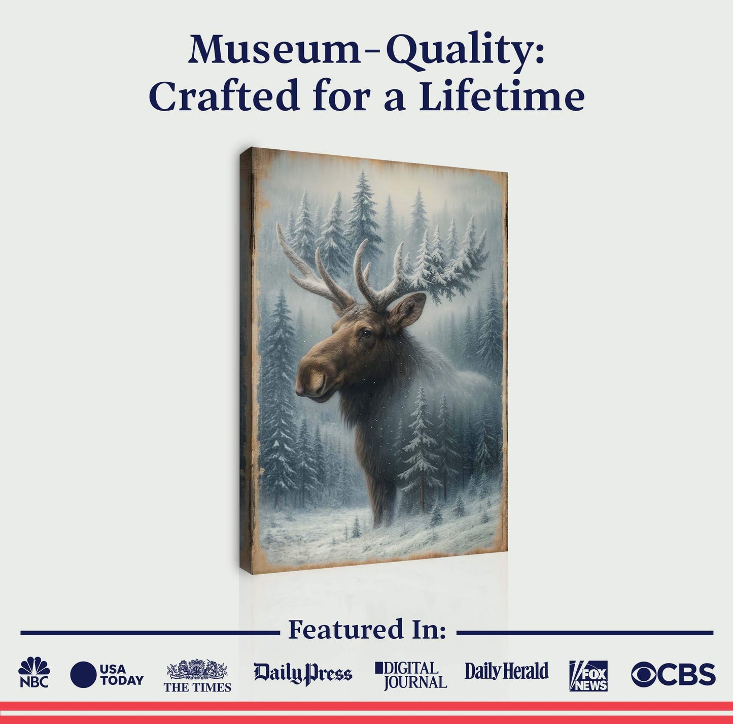 Snowy Forest Moose Double Exposure Wall Art - Tailored Canvases - Flyclothing LLC