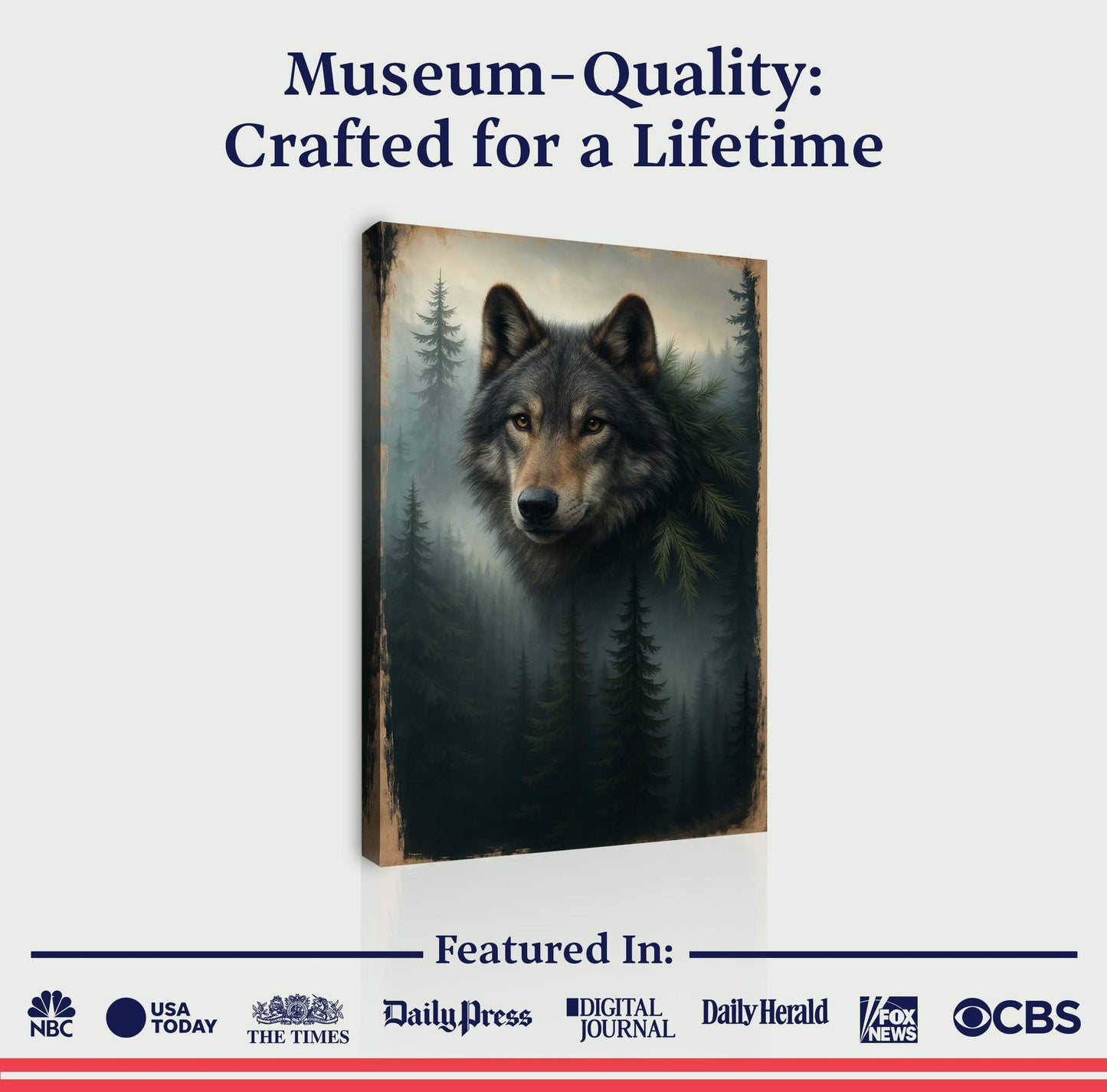 Wolf Double Exposure Wall Art V - Tailored Canvases - Flyclothing LLC