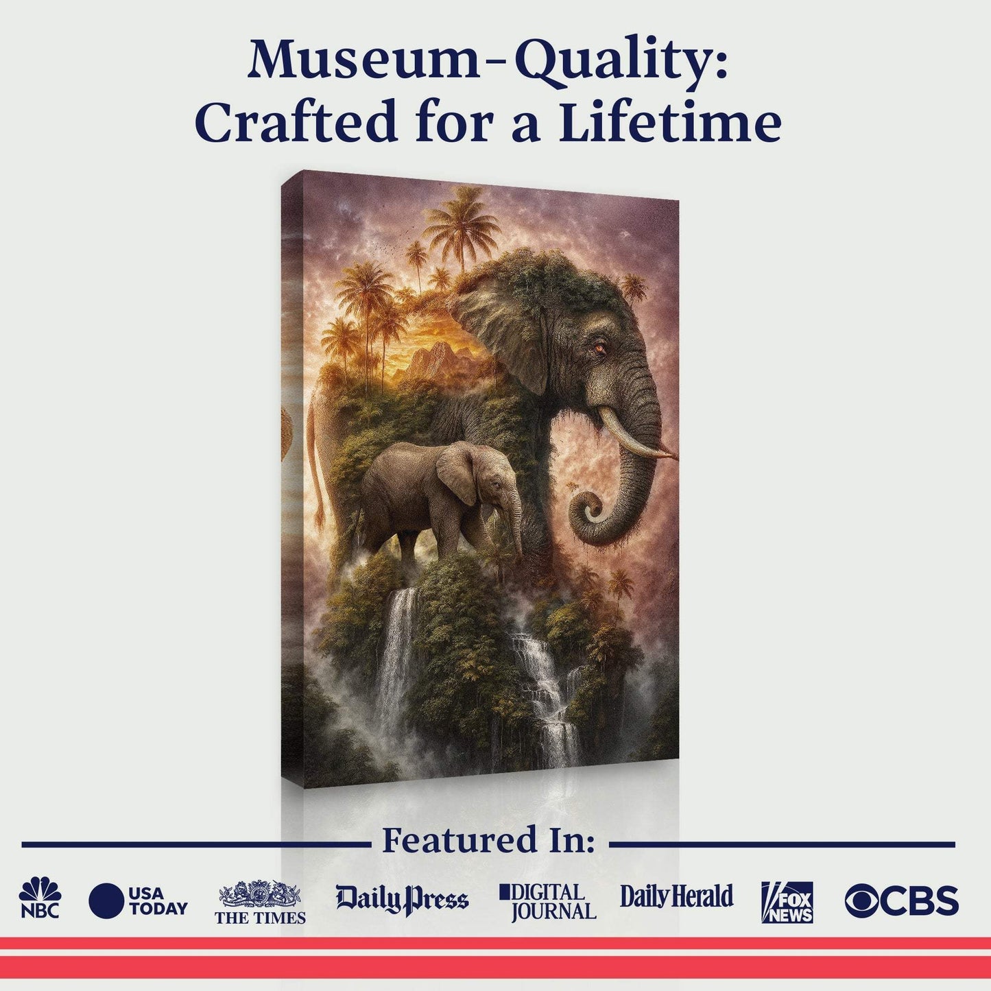 Elephant Jungle Majesty Wall Art - Tailored Canvases - Flyclothing LLC
