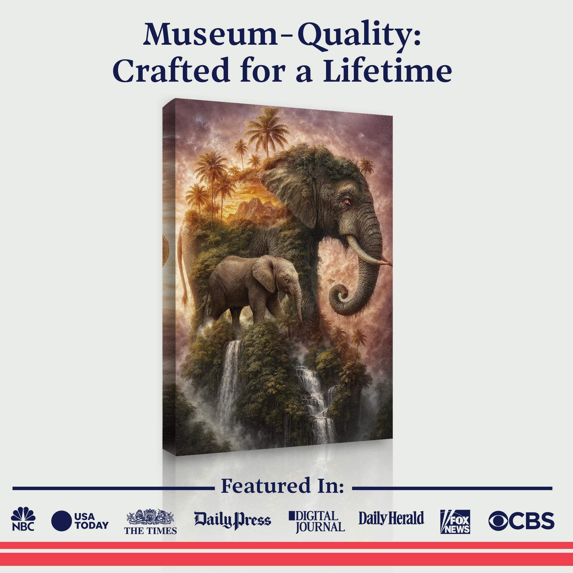 Elephant Jungle Majesty Wall Art - Tailored Canvases - Flyclothing LLC