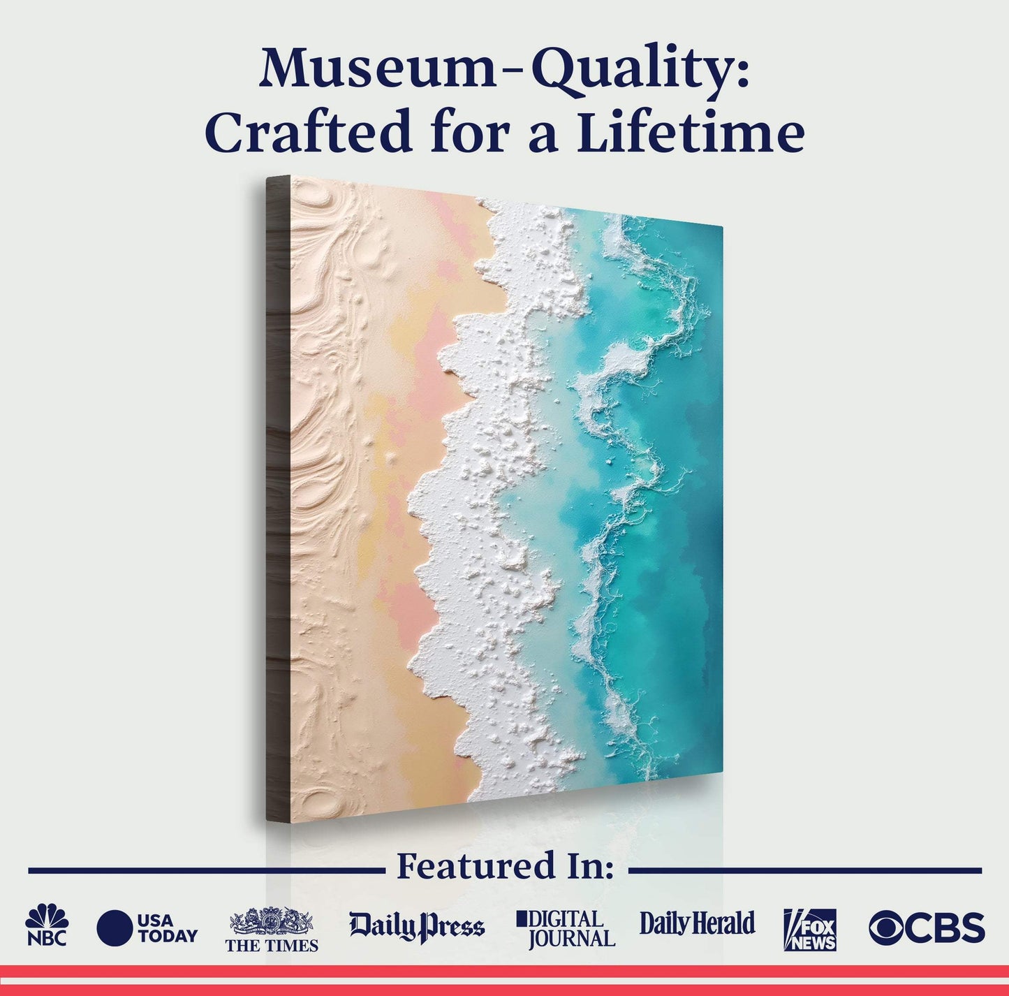 3D Minimalist Pink and Blue Ocean Wall Art - Tailored Canvases - Flyclothing LLC