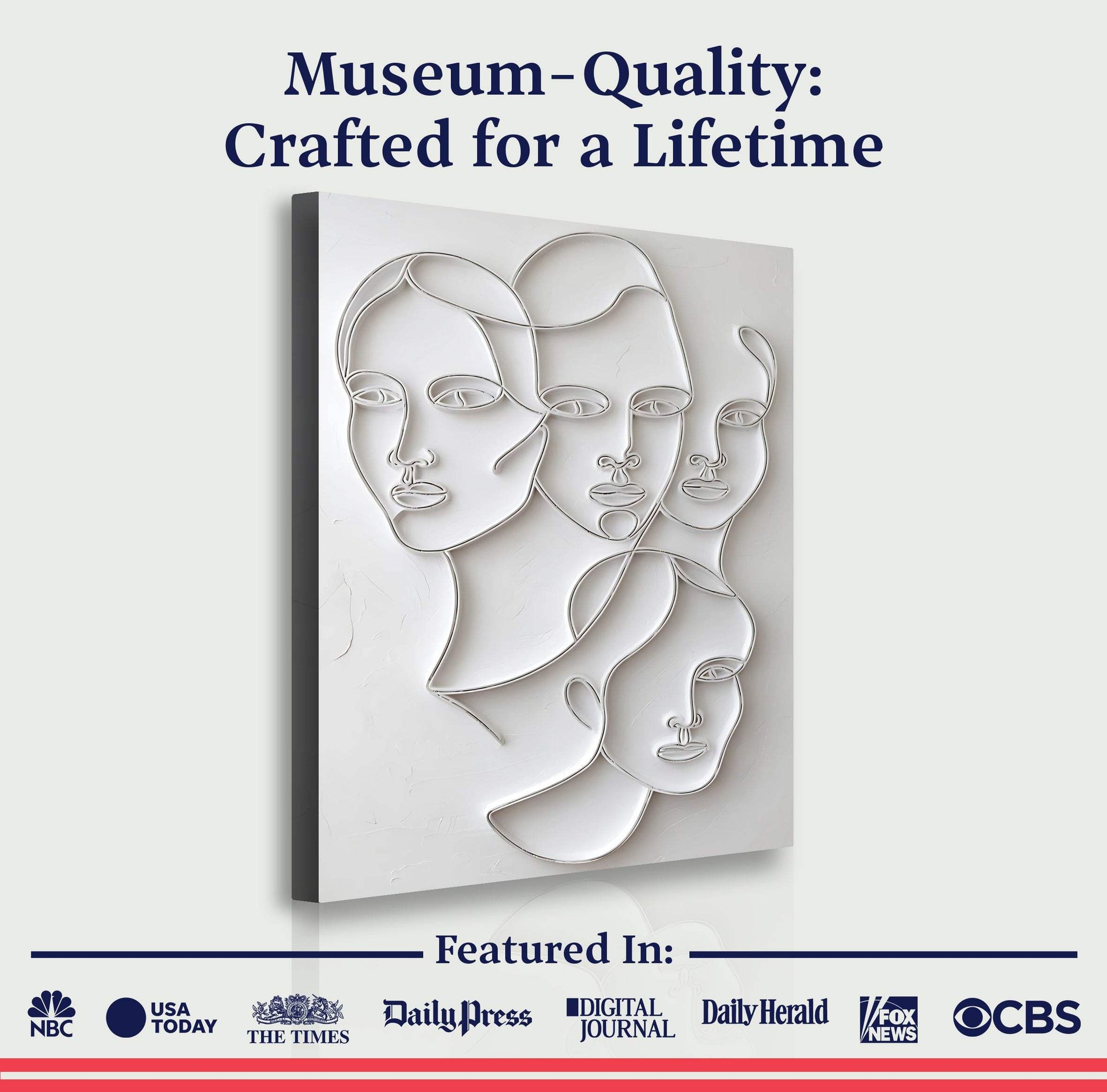 3D Minimalist Faces Wall Art - Tailored Canvases - Flyclothing LLC