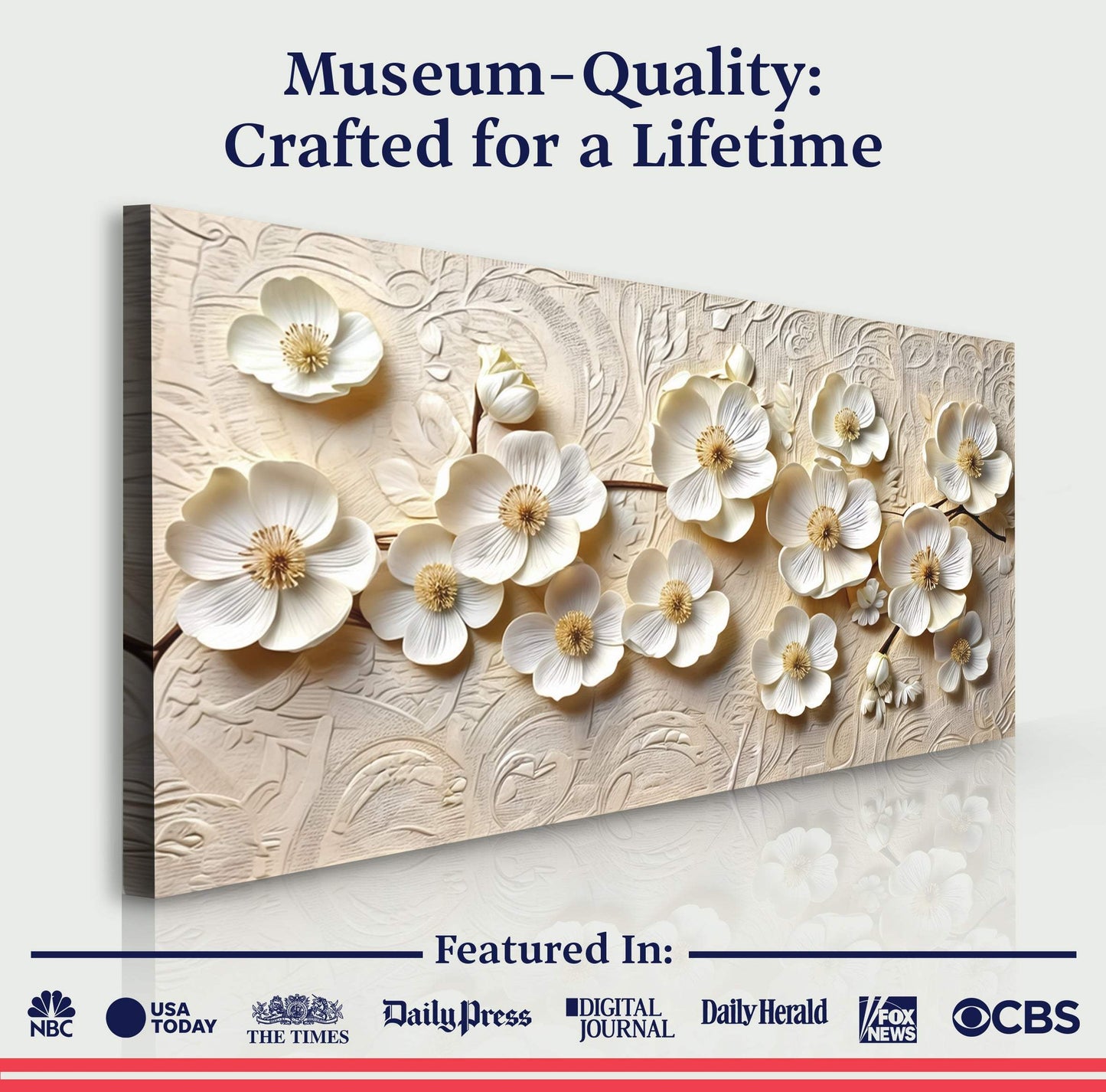 White Blossom Serenade Wall Art - Tailored Canvases - Flyclothing LLC