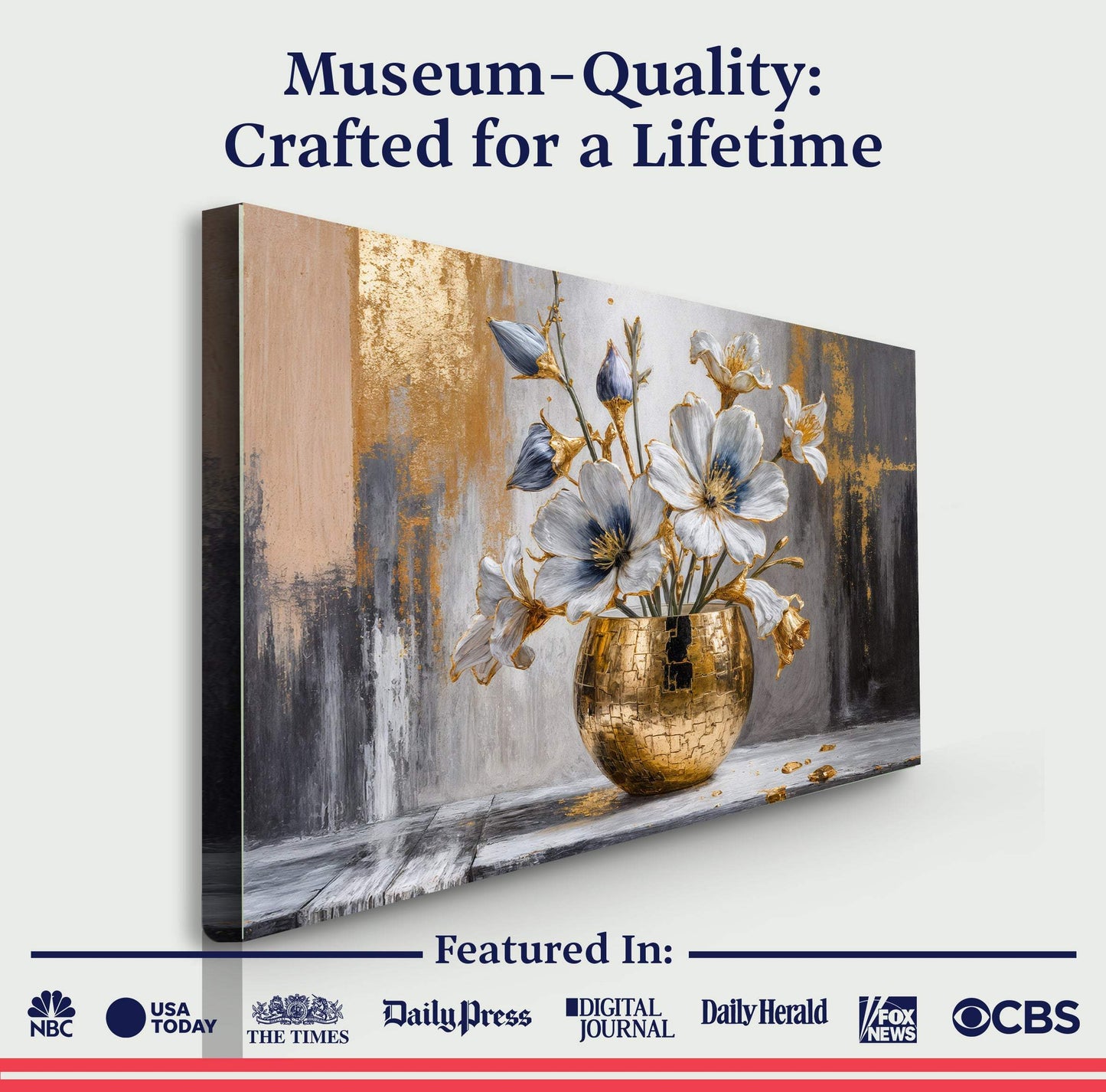 Magnolia Bloom in Gold Abstract Wall Art - Tailored Canvases - Flyclothing LLC