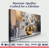 Magnolia Bloom in Gold Abstract Wall Art - Tailored Canvases - Flyclothing LLC