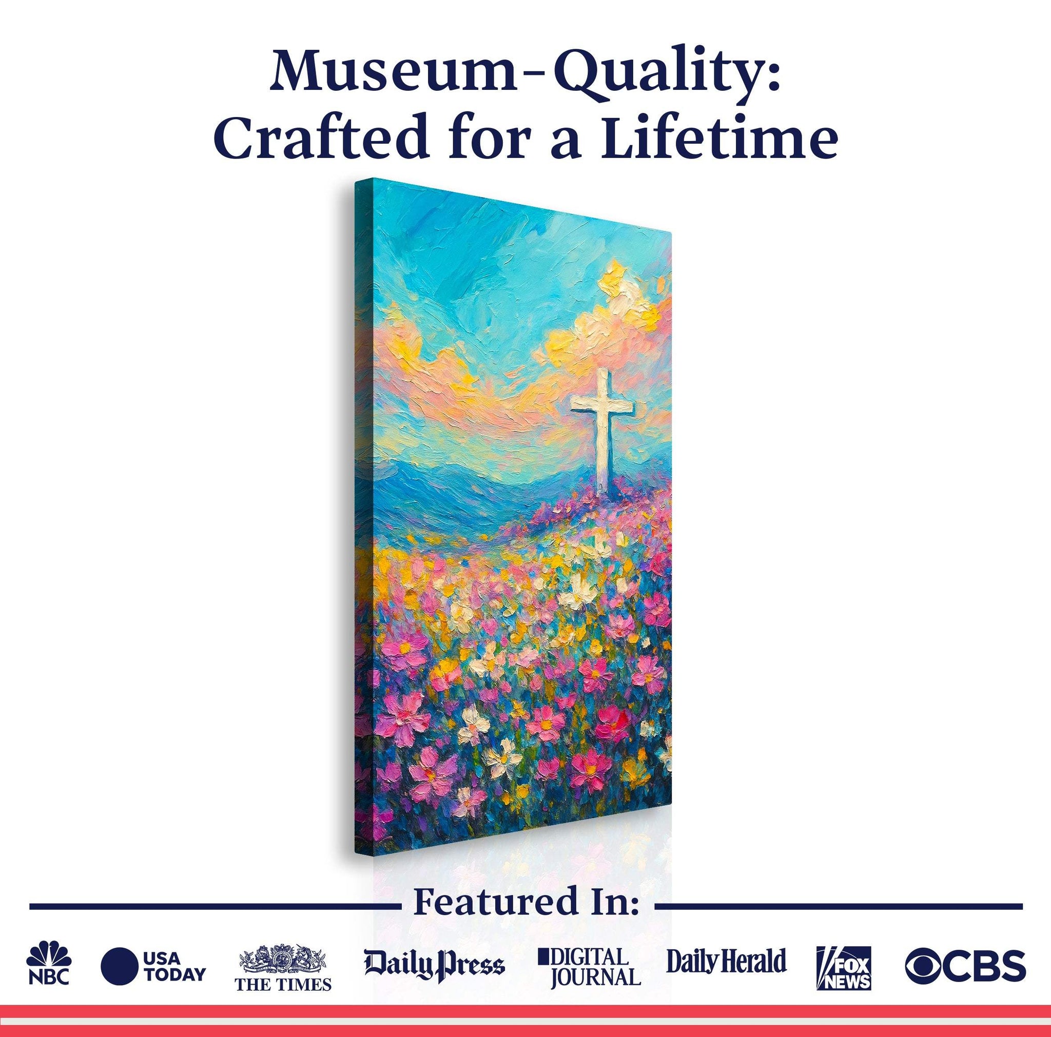 Cross Floral Field Faith Wall Art III - Tailored Canvases - Flyclothing LLC