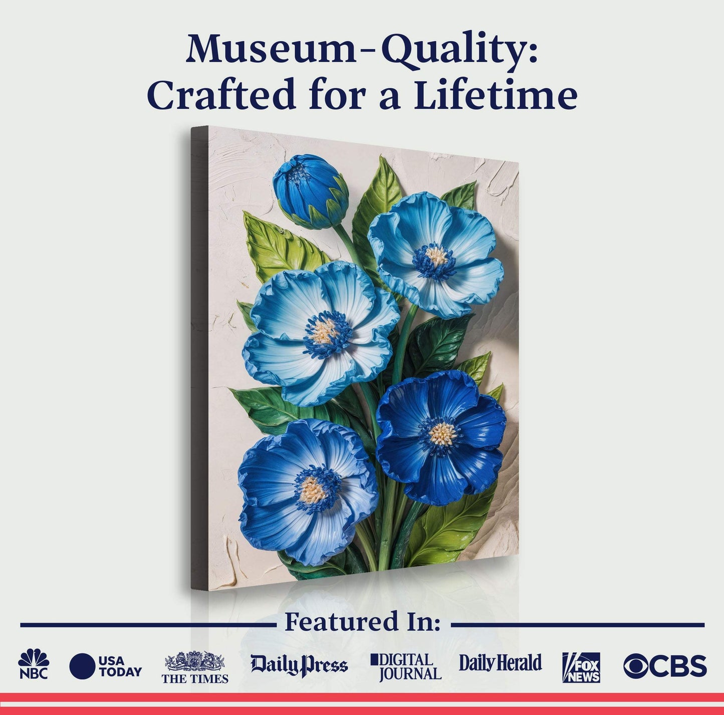 Blue Blossom Bouquet Wall Art - Tailored Canvases - Flyclothing LLC