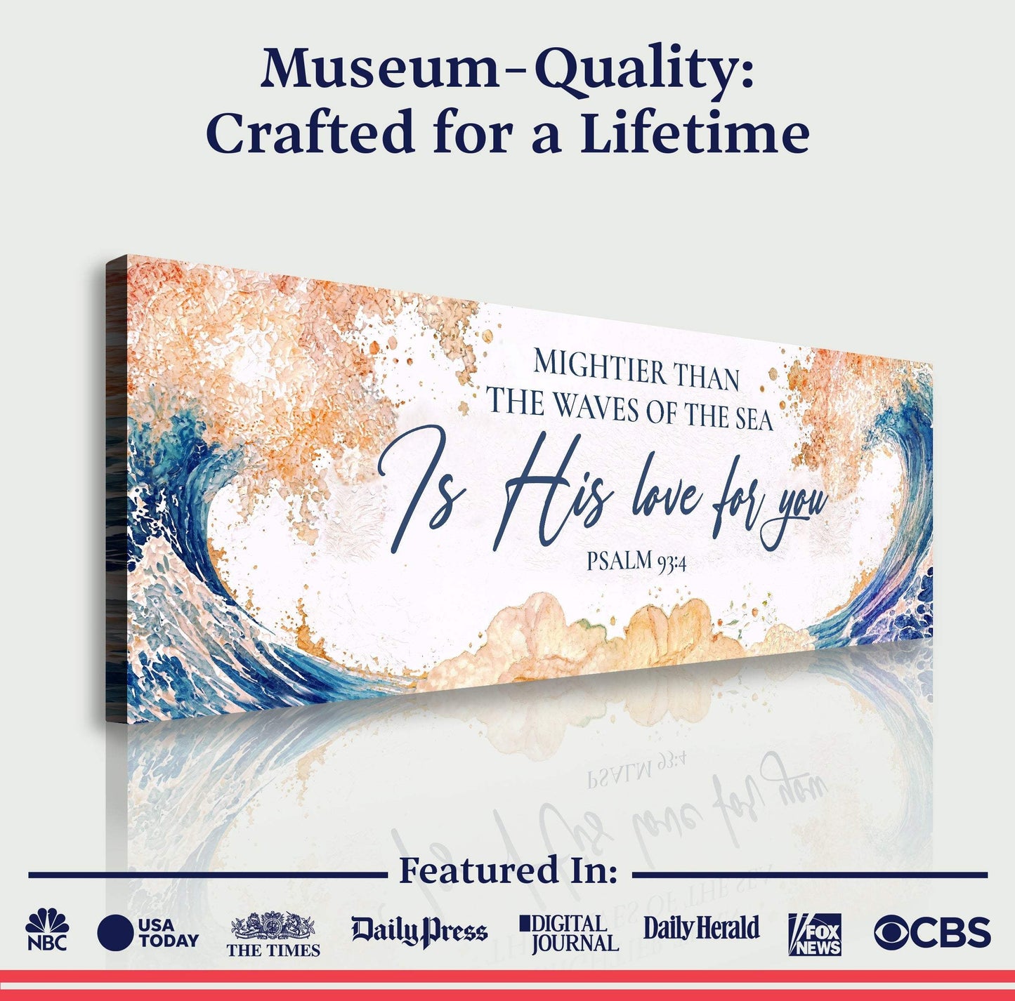 Mightier Than the Waves of the Sea Psalm 93:4 Faith Sign IV - Tailored Canvases - Flyclothing LLC