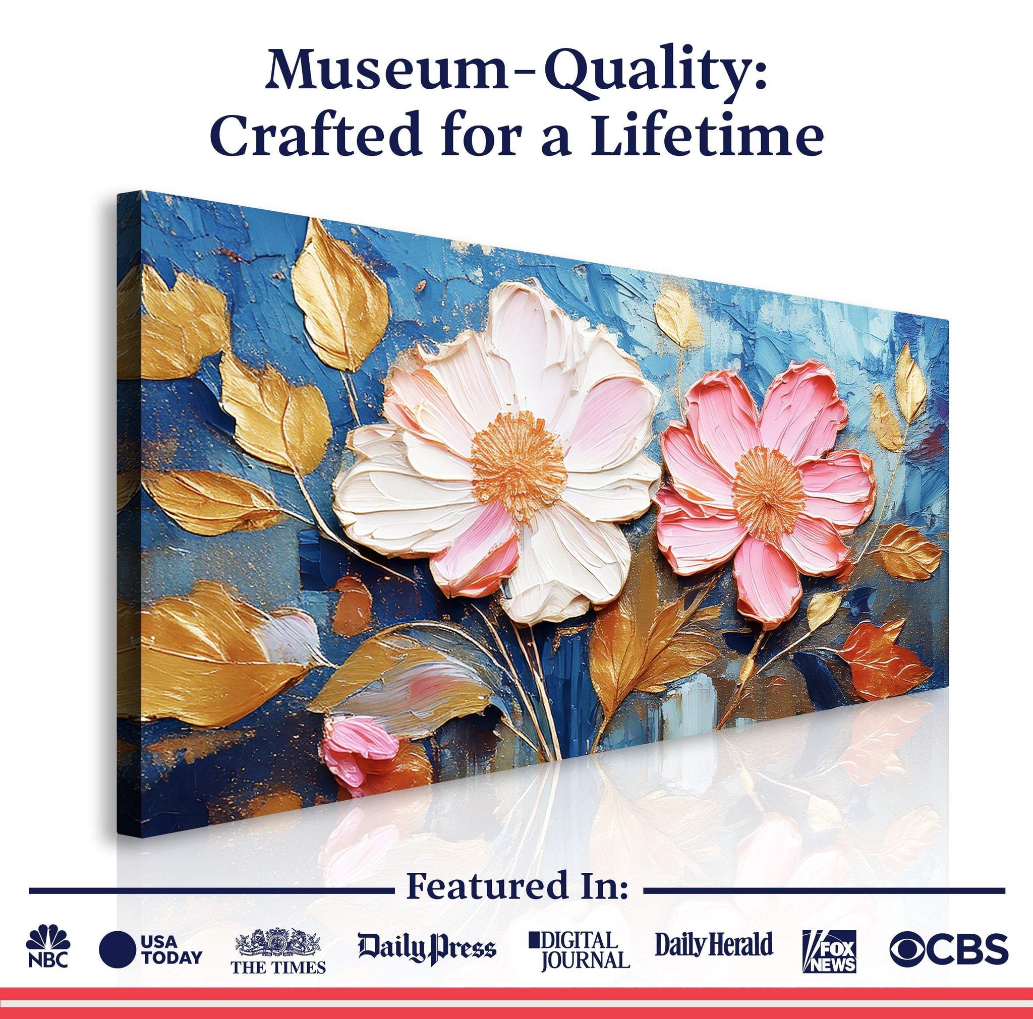 Golden Petals Impasto Wall Art - Tailored Canvases - Flyclothing LLC