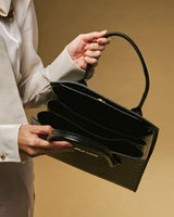 Patrizia (black) - Italian calf leather women's handbag (with shoulder strap)