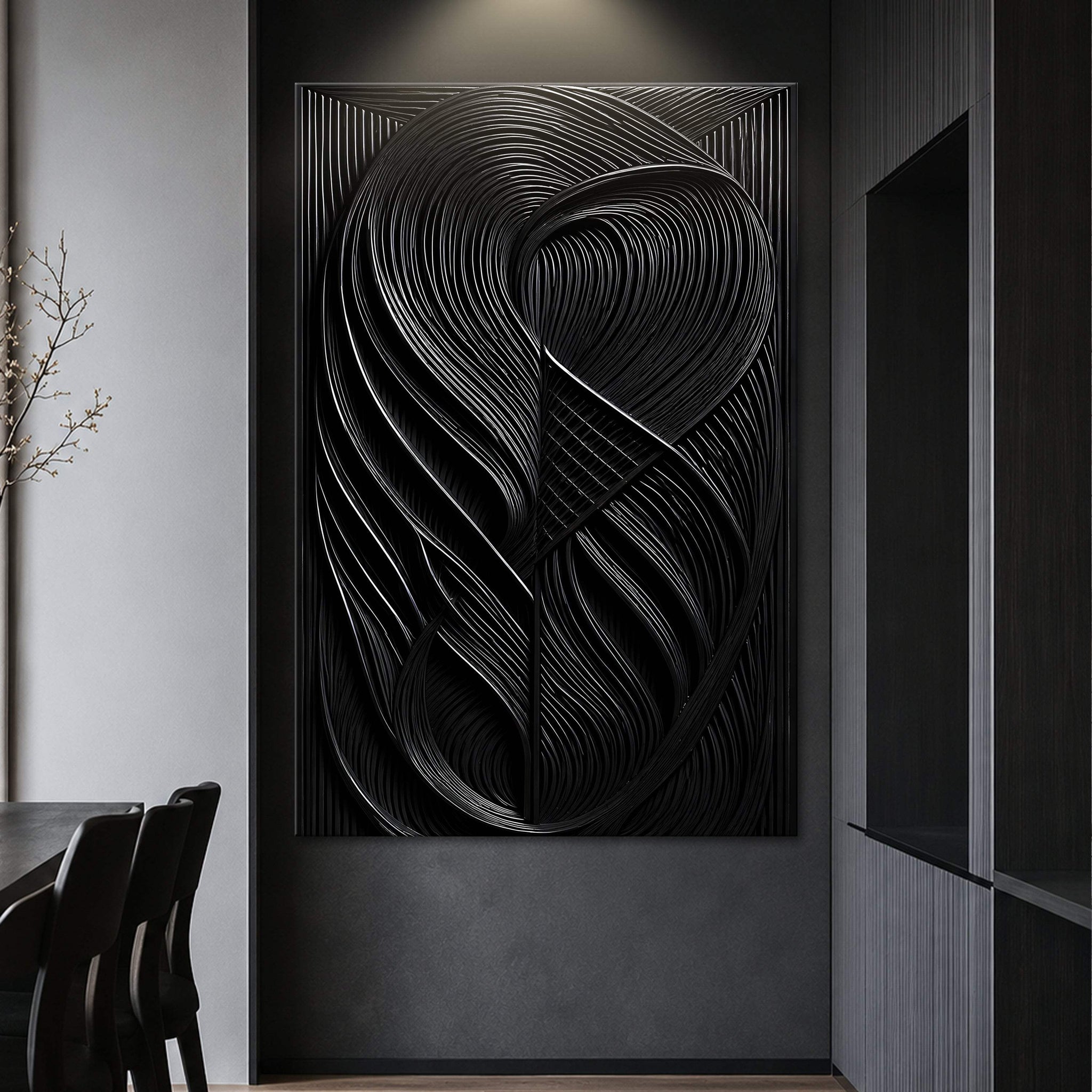 Modern Black Waves Wall Art - Tailored Canvases - Flyclothing LLC