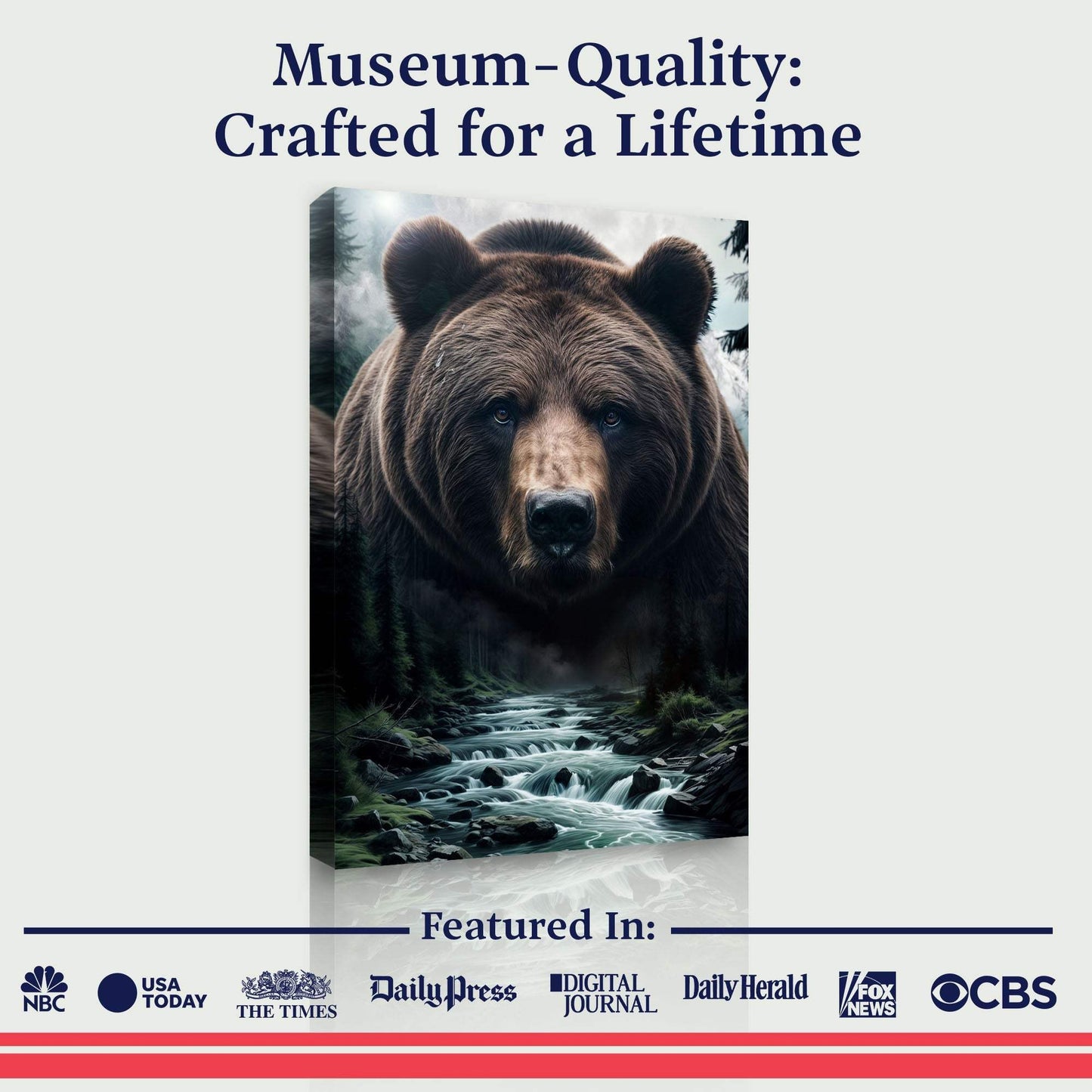 Grizzly Bear Double Exposure Wall Art - Tailored Canvases - Flyclothing LLC