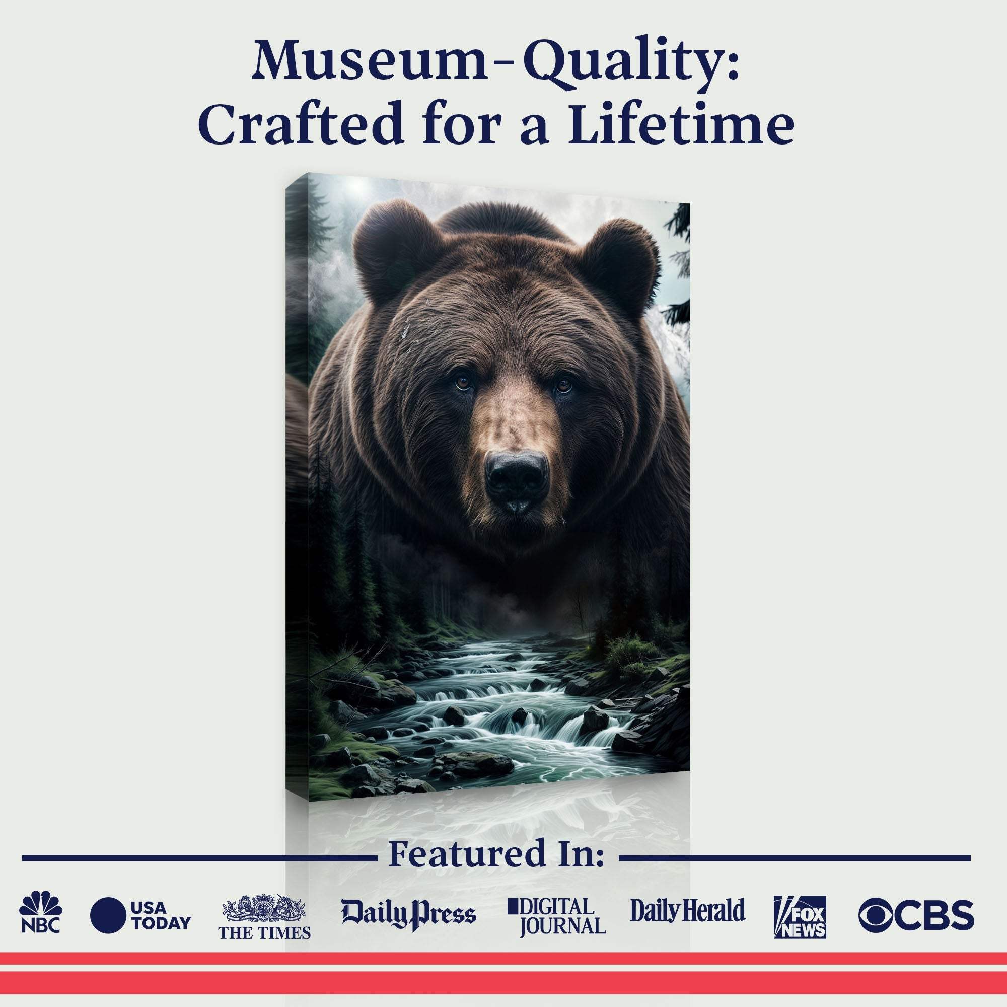 Grizzly Bear Double Exposure Wall Art - Tailored Canvases - Flyclothing LLC