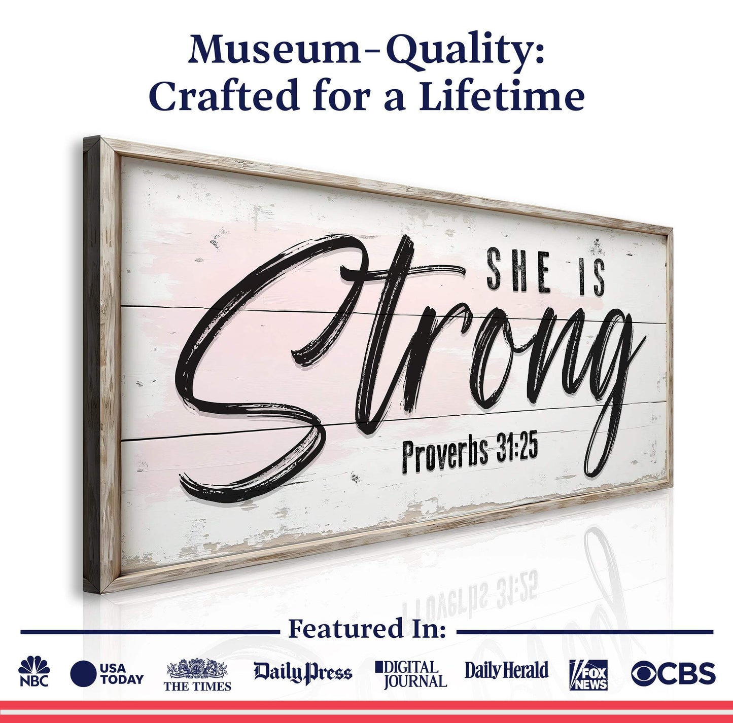 She Is Strong Proverbs 31:25 Faith Sign - Tailored Canvases - Flyclothing LLC