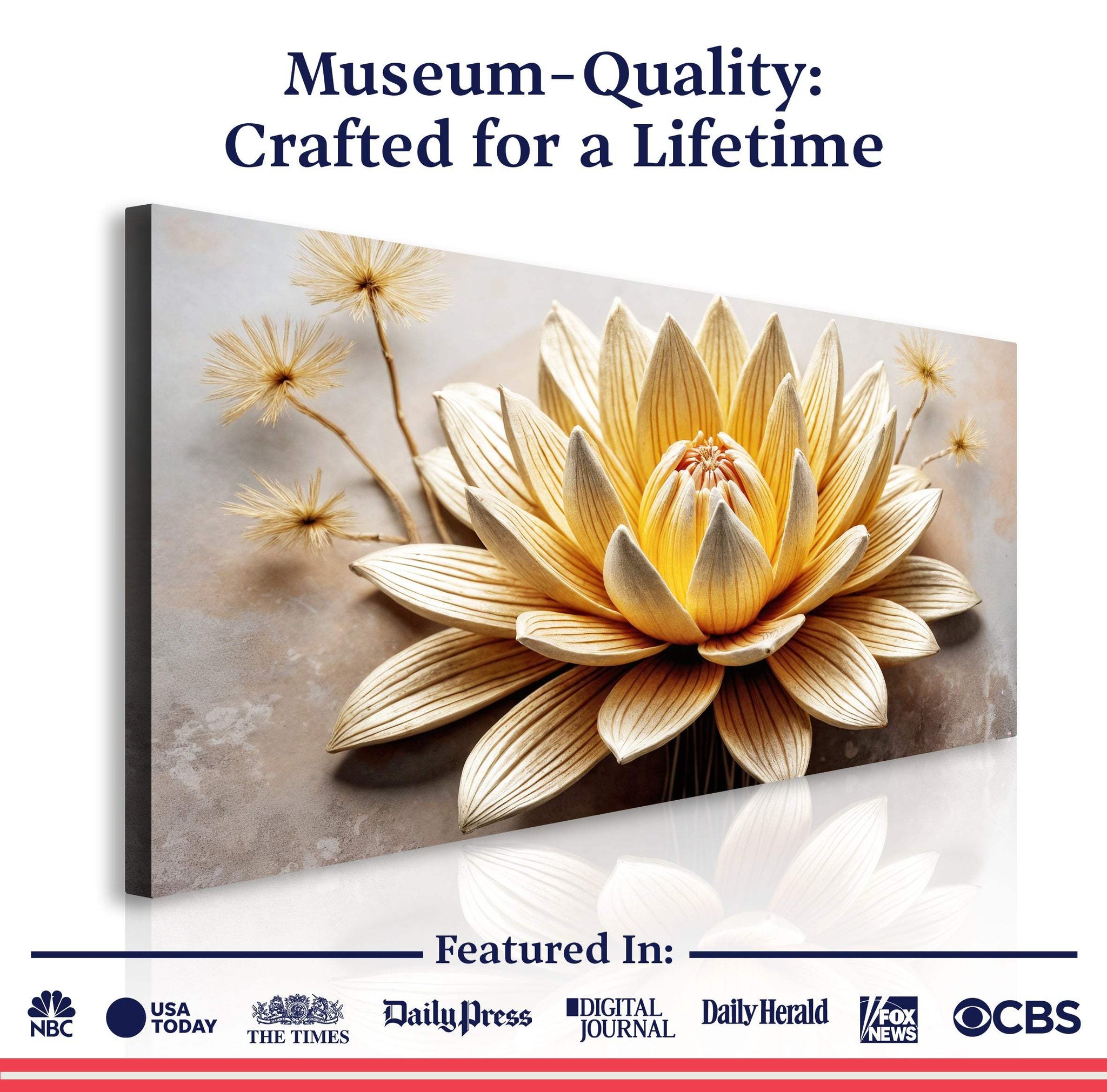 Golden Lotus Minimalist Abstract Wall Art II - Tailored Canvases - Flyclothing LLC