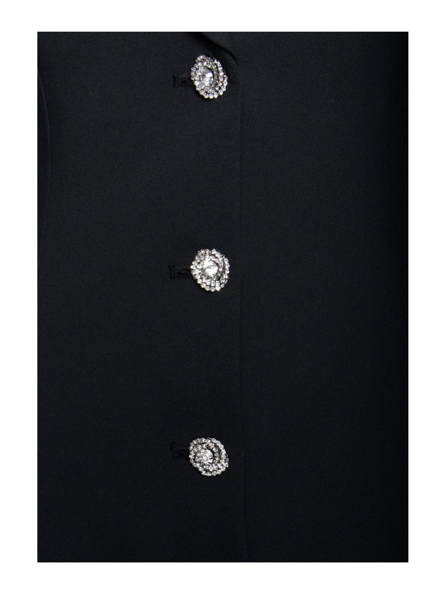 Ria Black Blazer Mini Dress with Crystal Button and Pleated Detail - Miss Circle - Flyclothing LLC