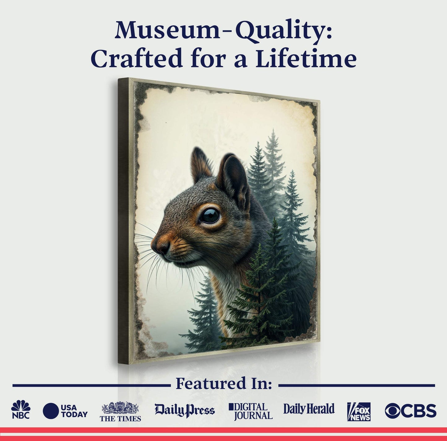 Squirrel Double Exposure Wall Art - Tailored Canvases - Flyclothing LLC