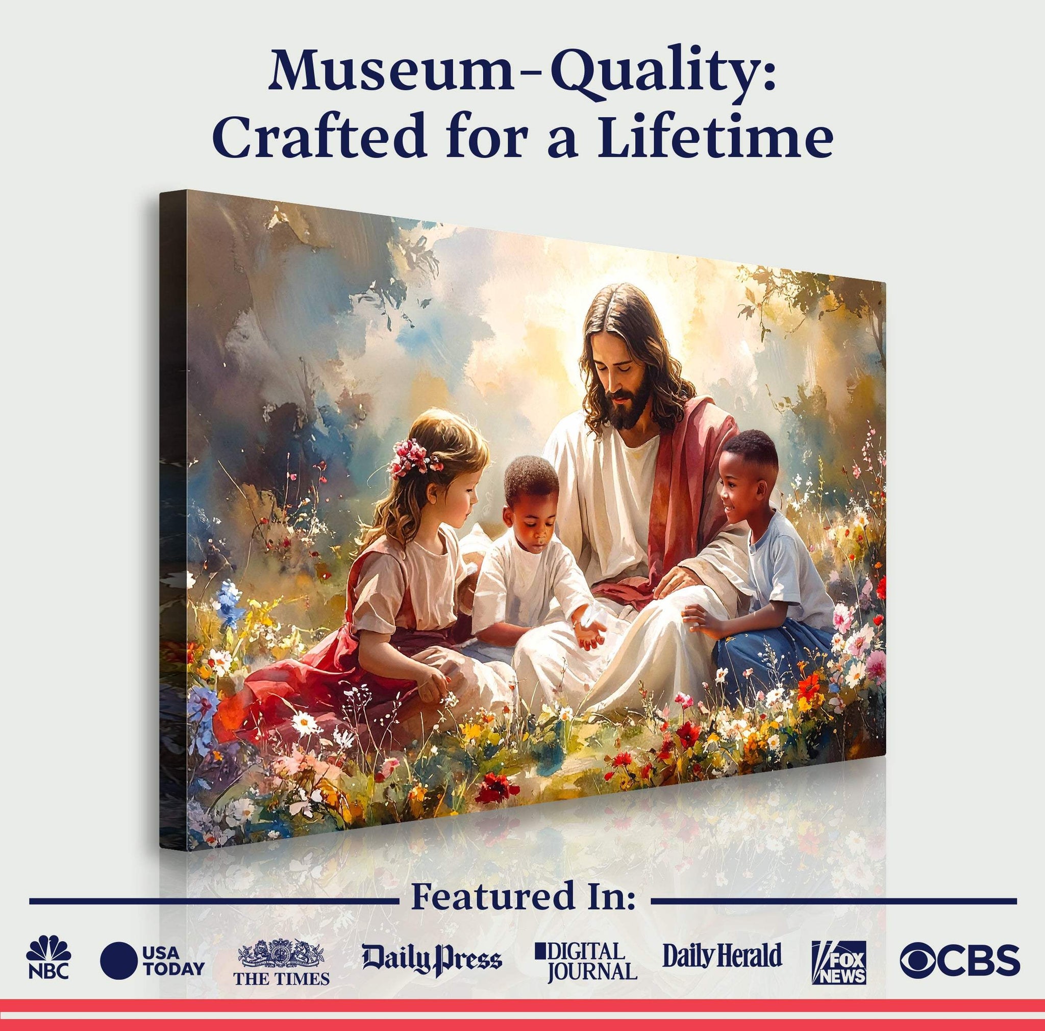 Jesus With Children Faith Wall Art VII - Tailored Canvases - Flyclothing LLC