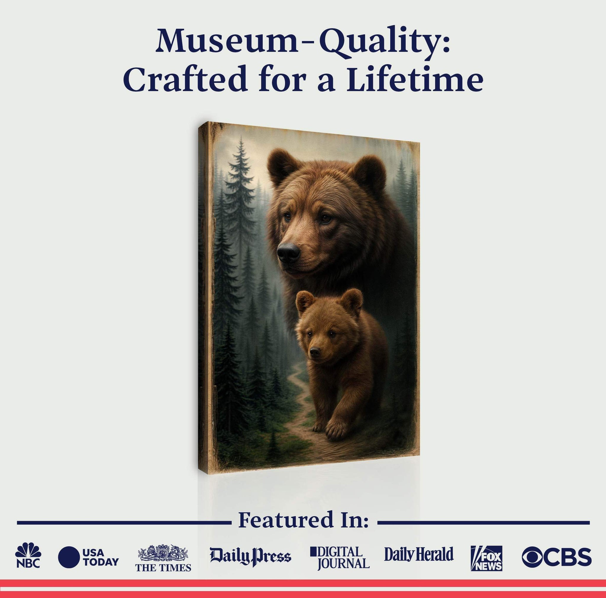 Path of the Wild Kin Bear and Cub Wall Art - Tailored Canvases - Flyclothing LLC
