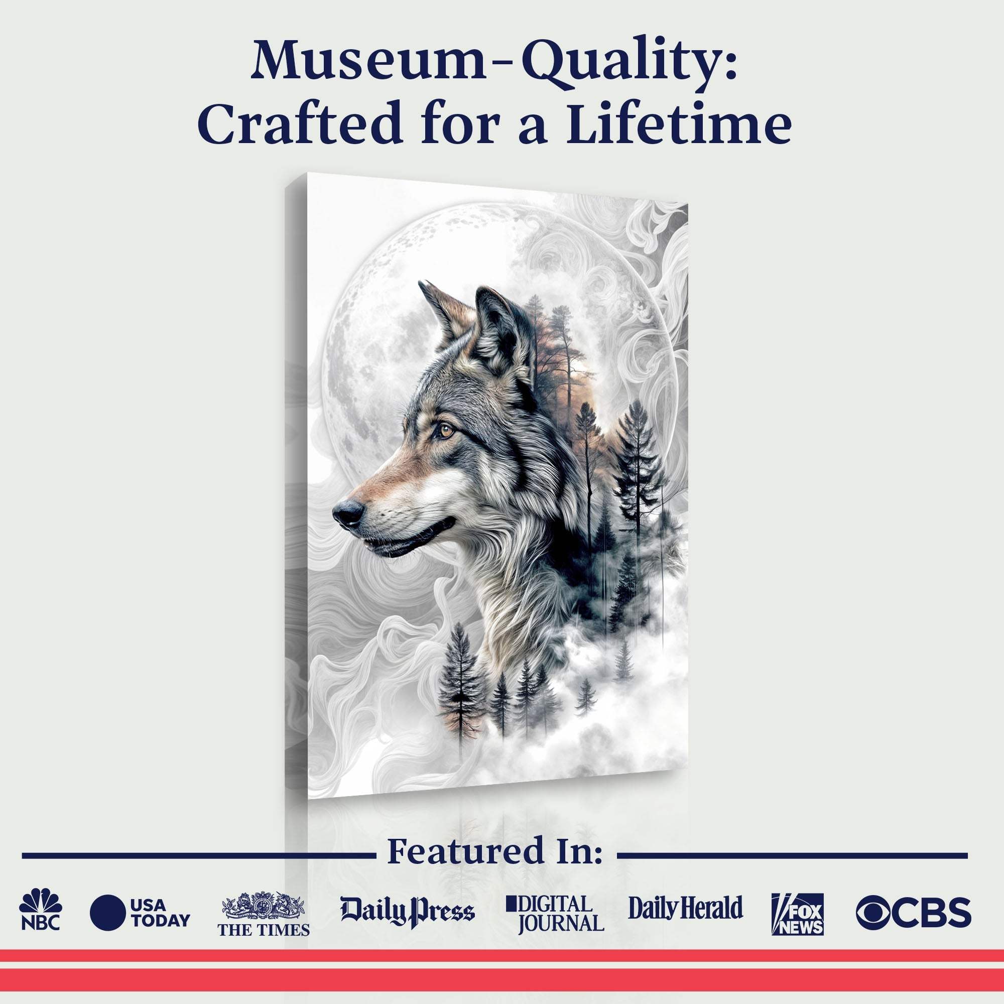 Wolf Double Exposure Wall Art - Tailored Canvases - Flyclothing LLC