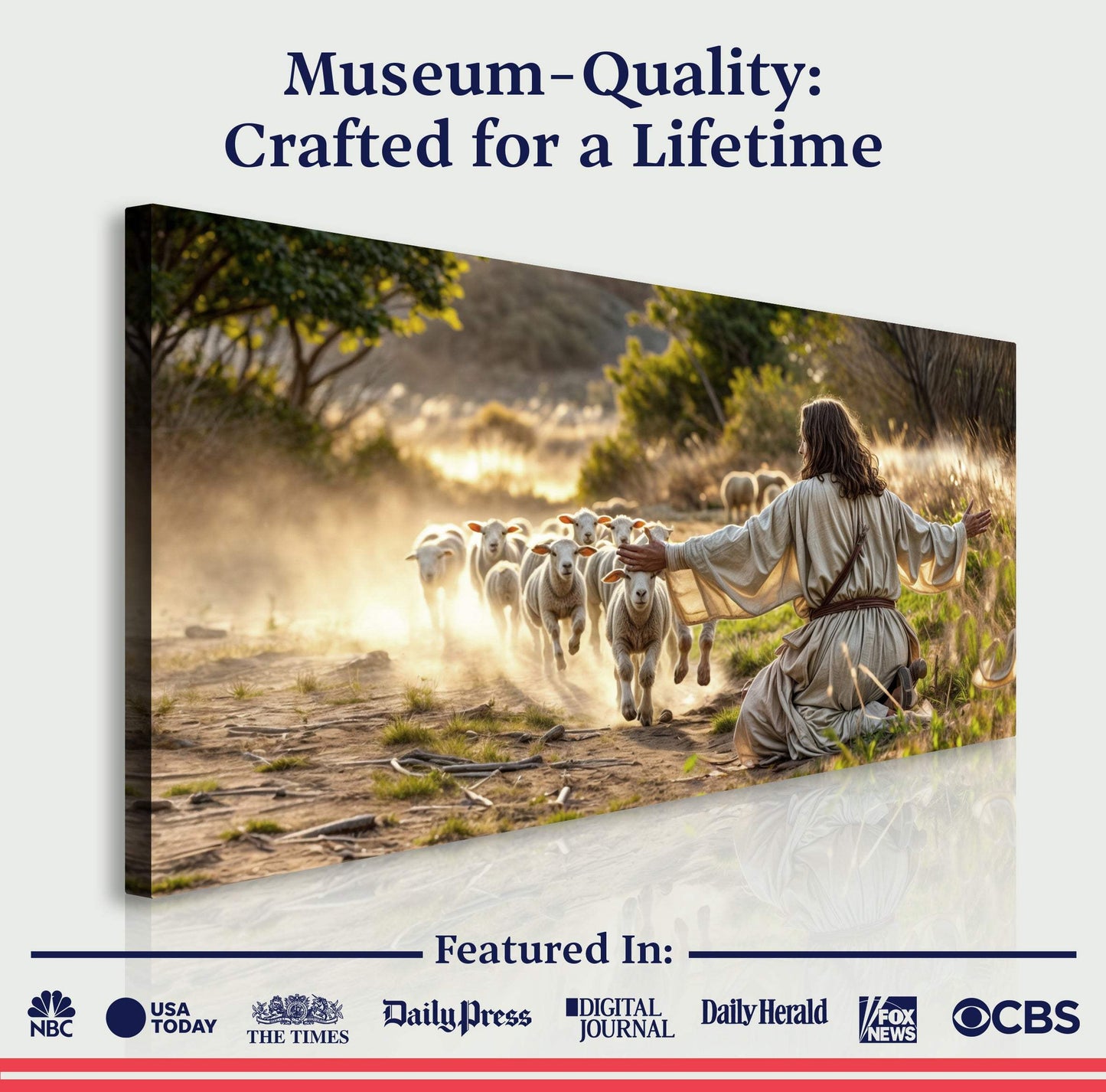 Jesus Protects The Lamb From Wolves Faith Wall Art VIII - Tailored Canvases - Flyclothing LLC