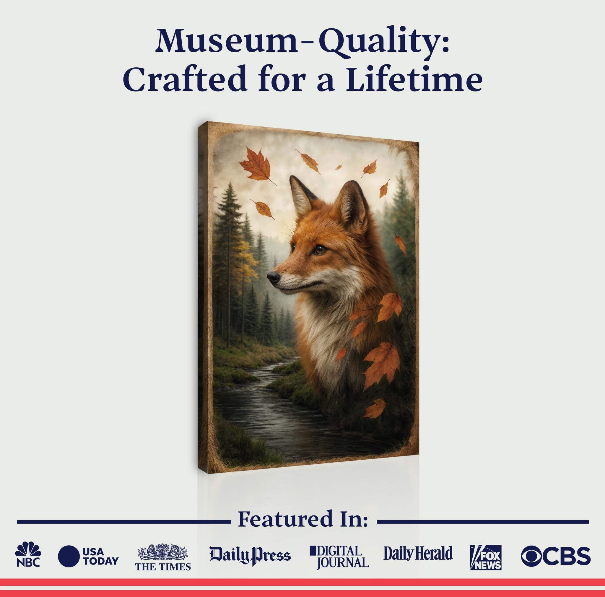 Autumn Fox Double Exposure Wall Art - Tailored Canvases - Flyclothing LLC