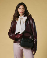Ottavia (black) - Italian calf leather women's crossbody bag (with shoulder strap)
